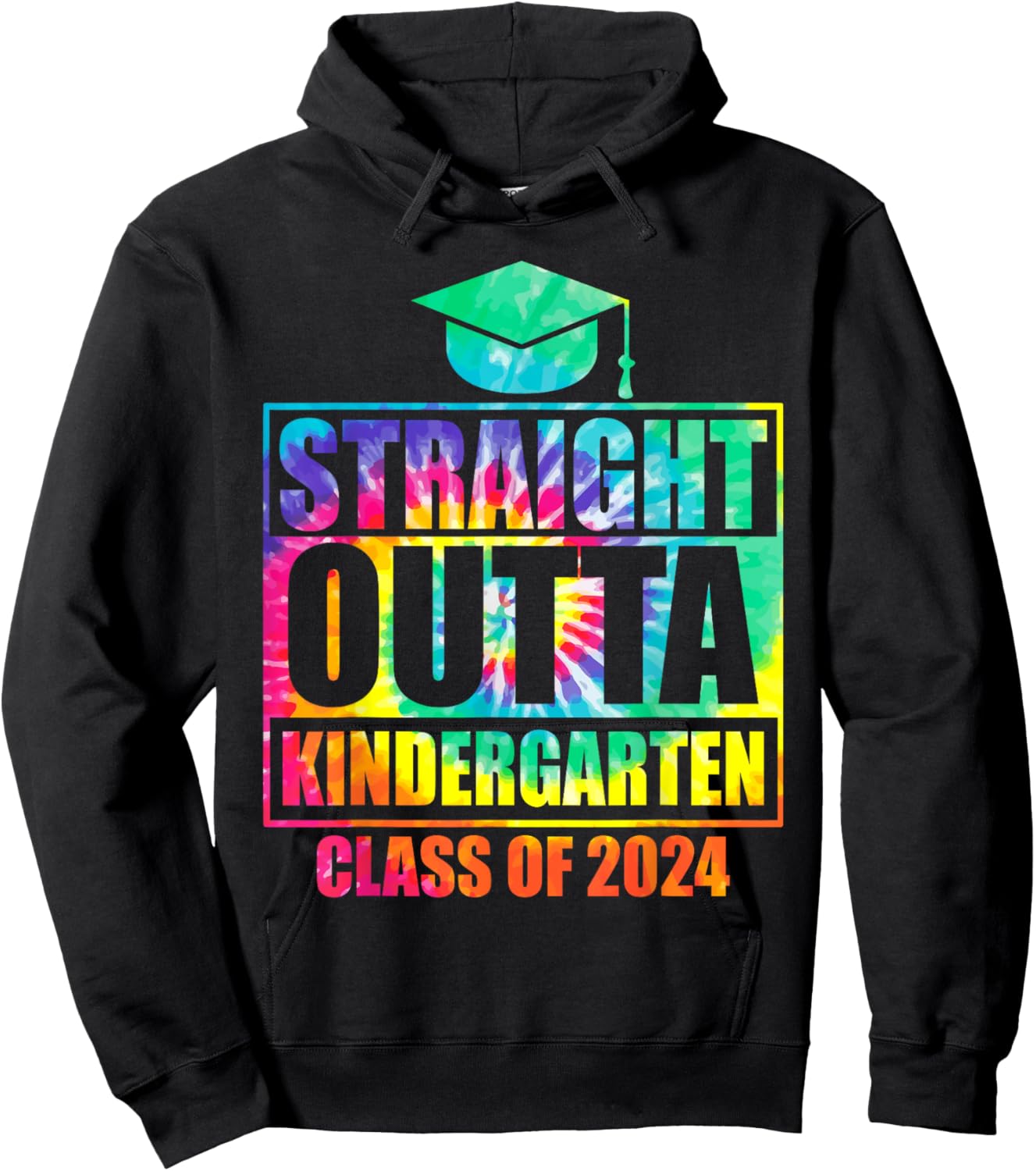 Straight Outta Kindergarten School Graduation Class Of 2024 Hoodie - Hoodie | Black