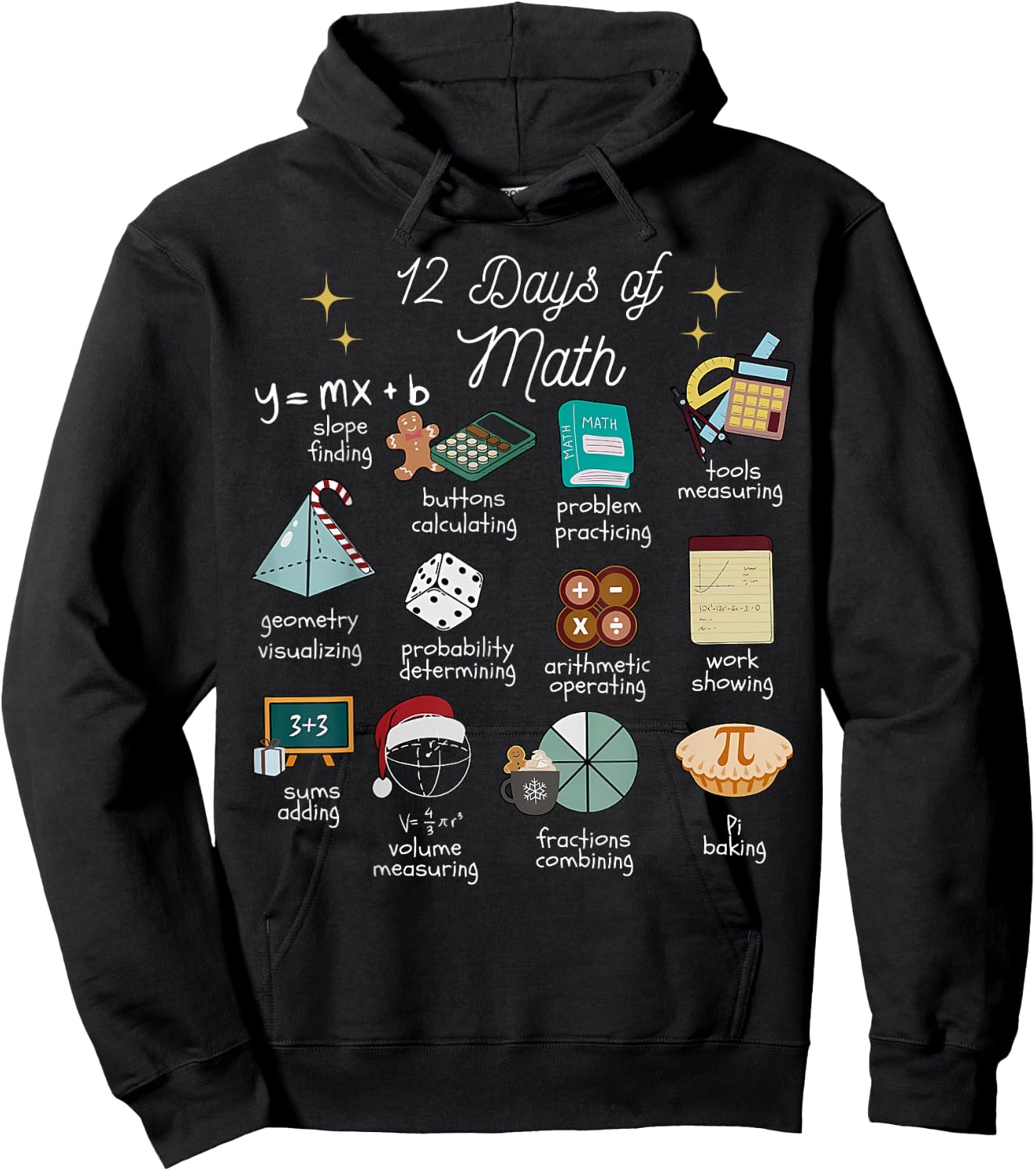 Christmas 12 Days of Math Math Teacher Xmas STEM STEMS Hoodie - Hoodie | Black