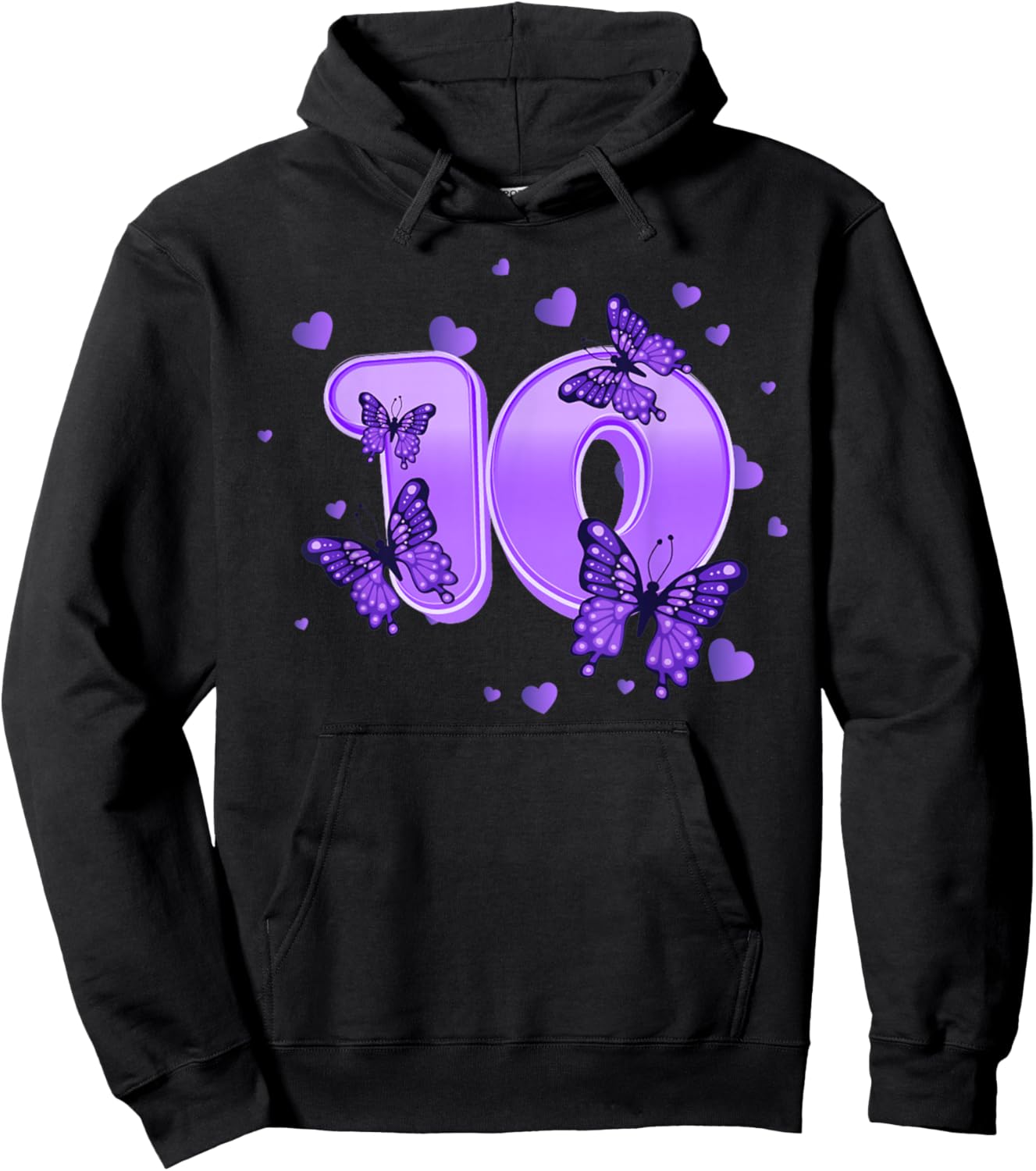 10th Birthday Cute Butterfly for 10 years old Girl Women Hoodie - Hoodie | Black