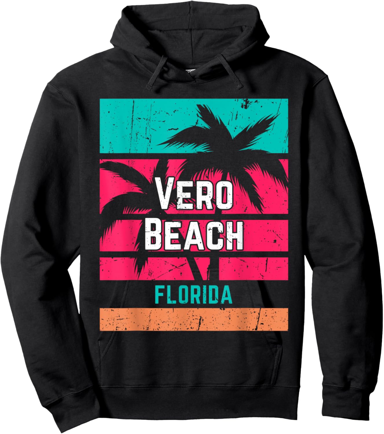 Vero Beach Florida Vacation Souvenir Surfing Vintage Women Hoodie - Hoodie | Black