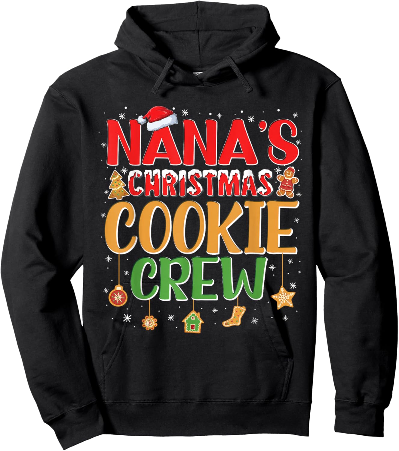Nana's Christmas Cookie Crew For Grandkids Family Baking Hoodie - Hoodie | Black