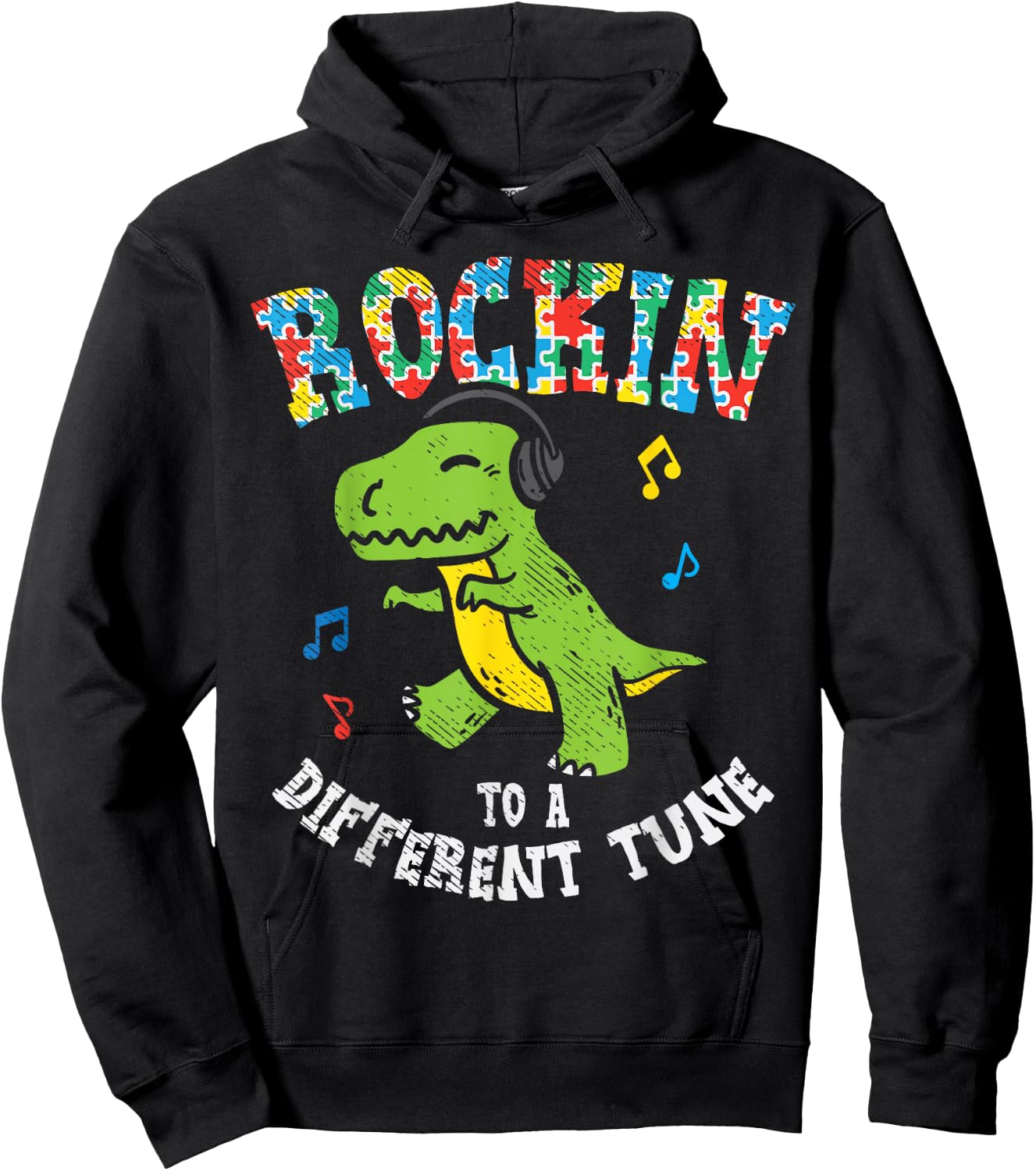 Rockin to Different Tune T-Rex Dance Autism Kid Boys Gift Small Hoodie - Hoodie | Black