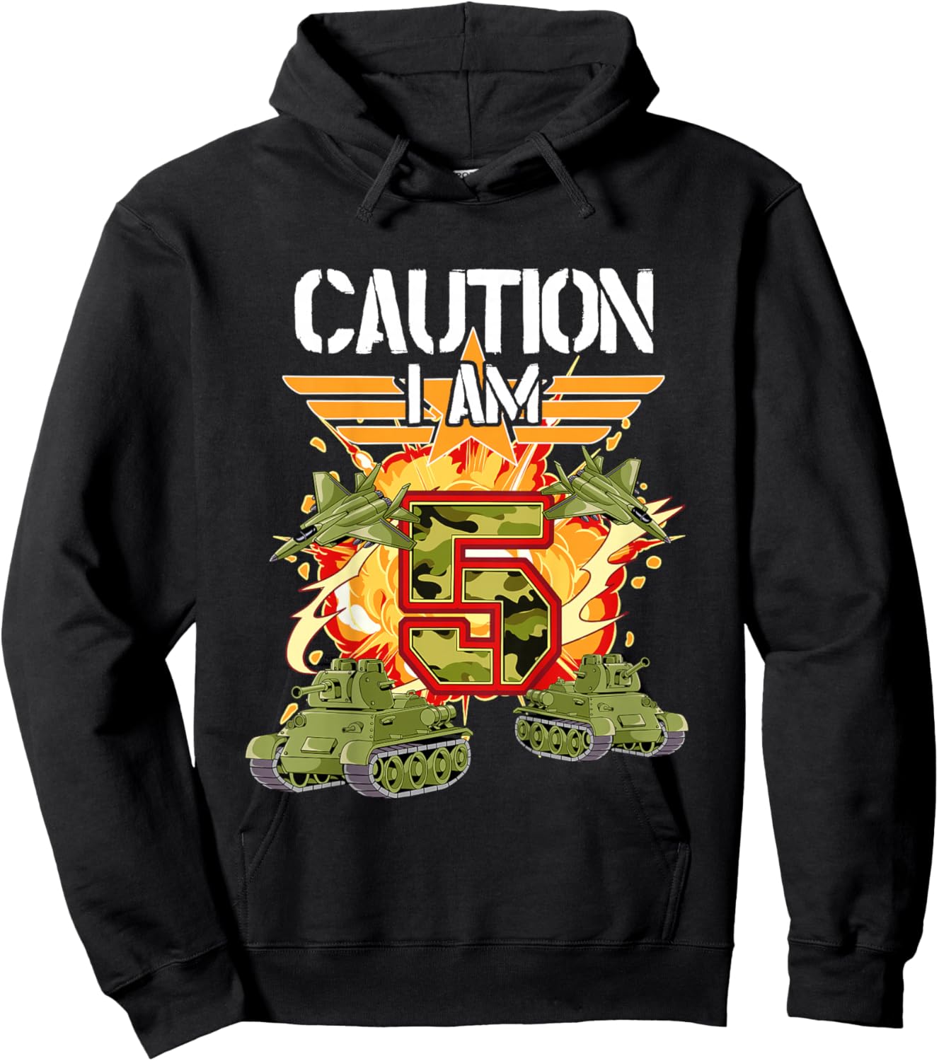 Kids 5th Birthday Army Hoodie - Hoodie | Black