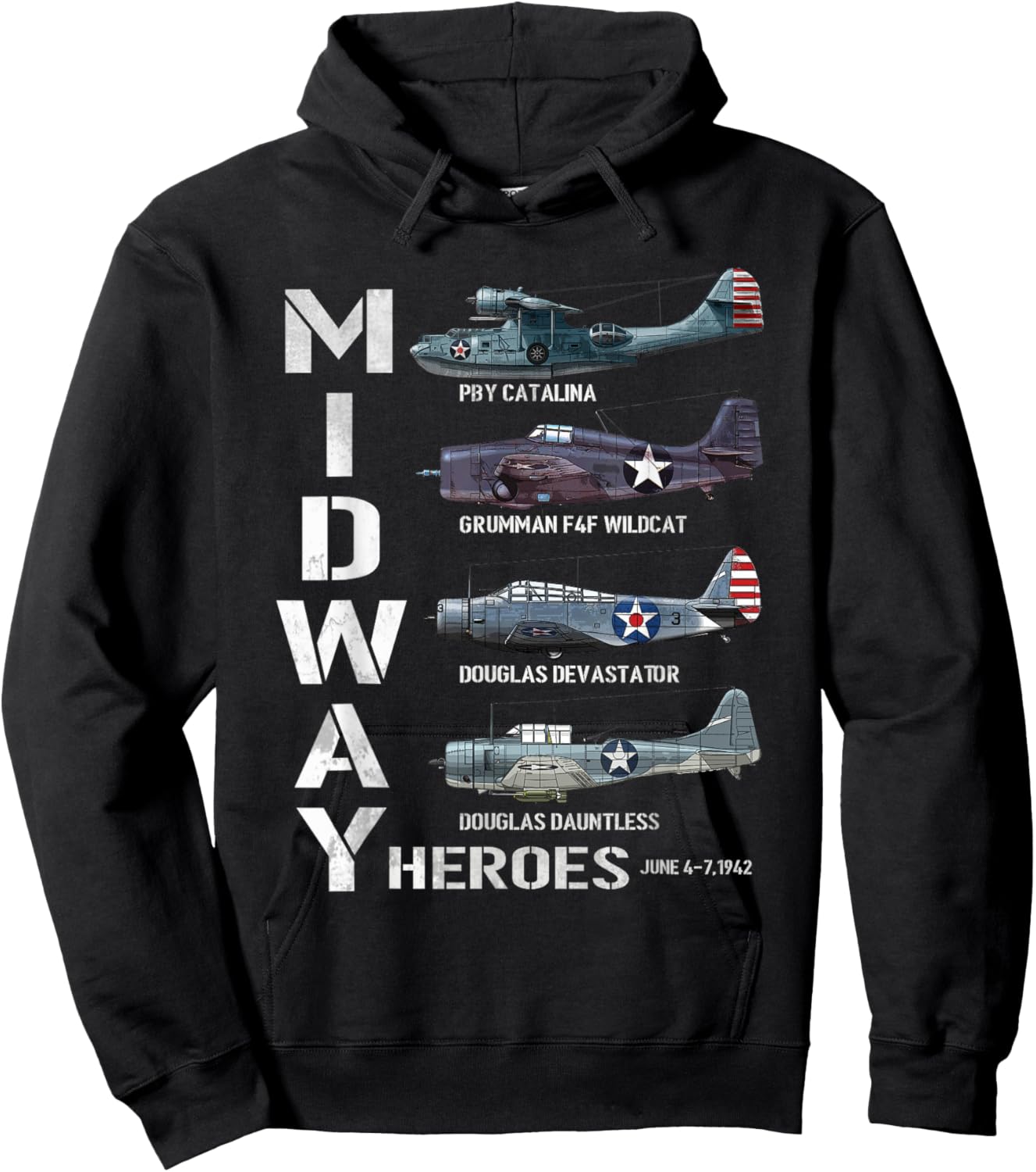 The Battle of Midway Plane Spotting American WW2 Aircraft Hoodie - Hoodie | Black