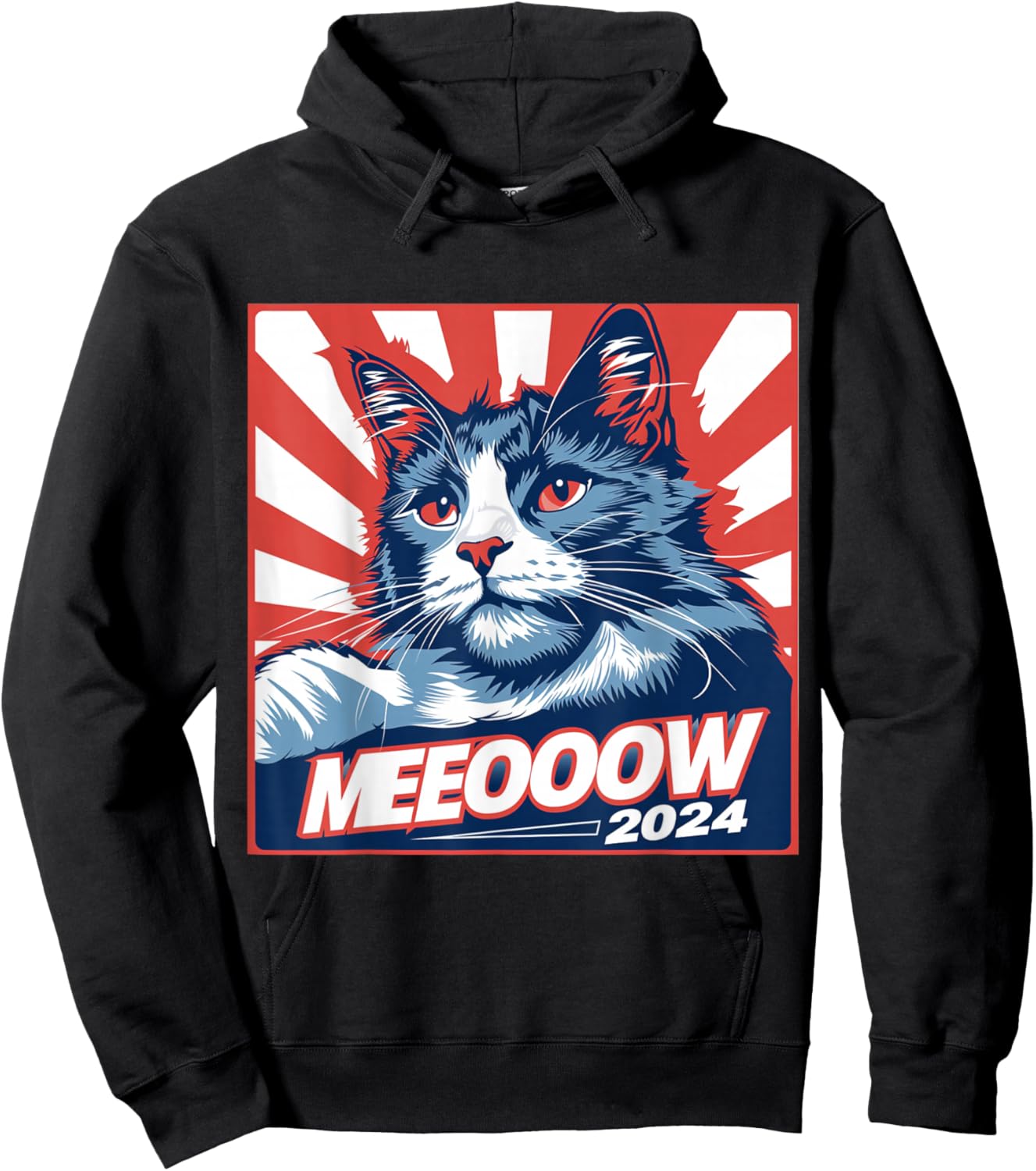 Meow 2024 Funny Kamala Harris Election Cat Lady Crazy Kitty Hoodie - Hoodie | Black