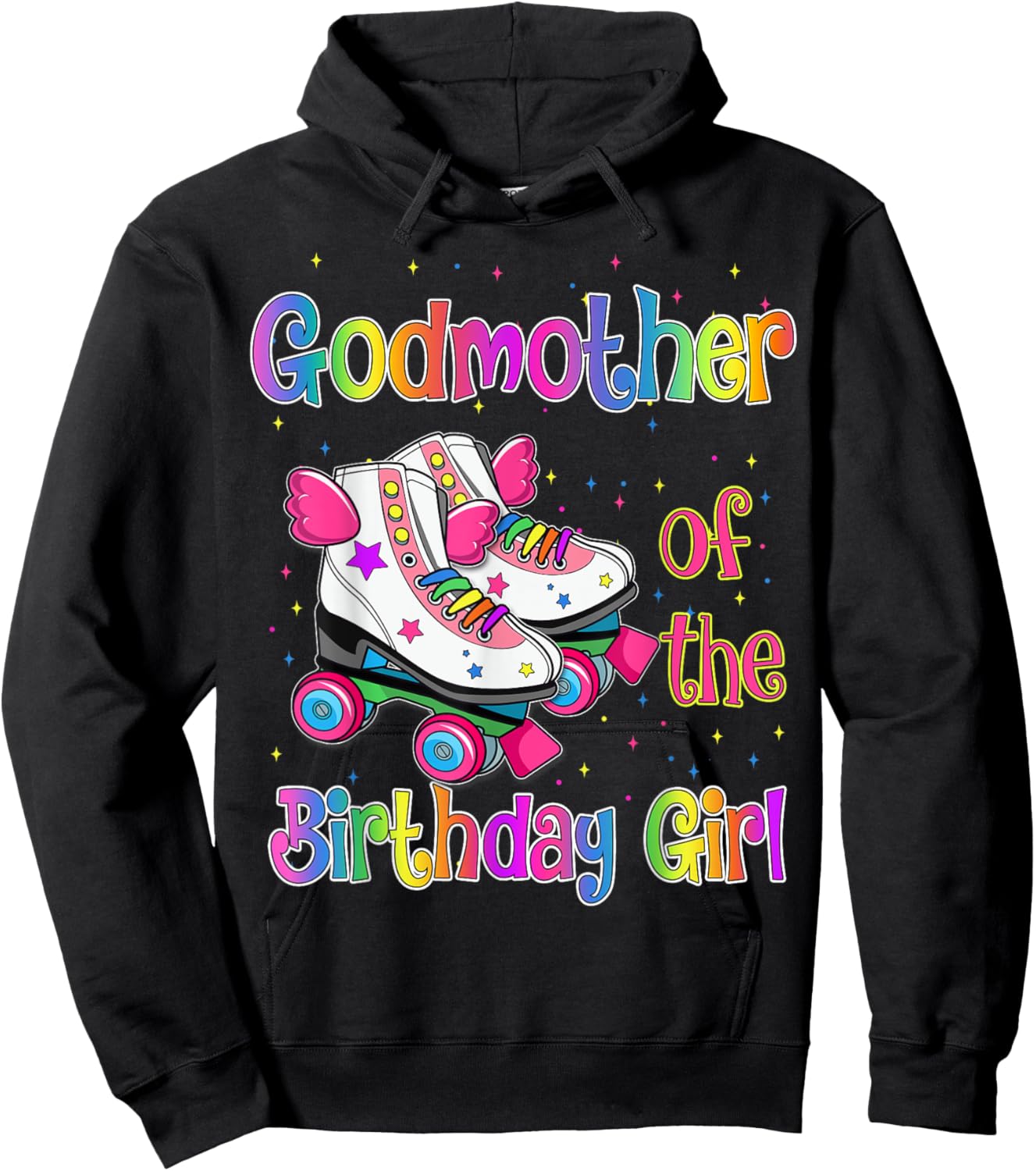 Godmother Birthday Girl Rolling Skate Birthday family Party Hoodie - Hoodie | Black