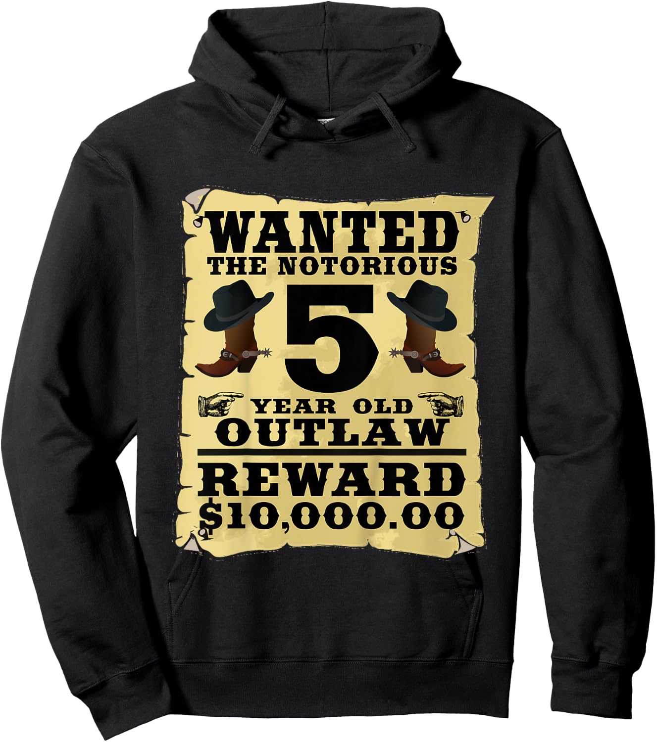 Kids 5 Year Old Cowboy Birthday Party Wild West Western 5th Gift Hoodie - Hoodie | Black