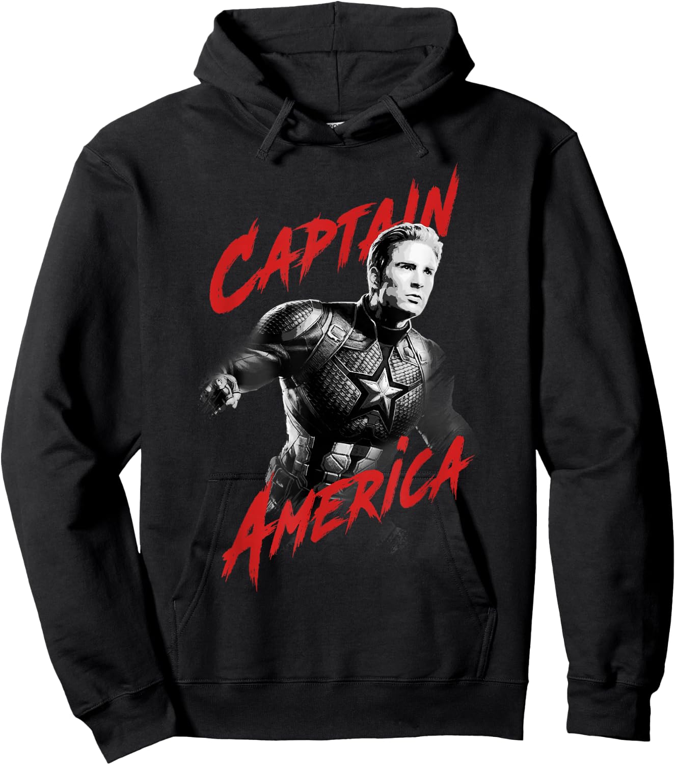 Avengers Endgame Captain America Tonal Portrait Hoodie - Hoodie | Black