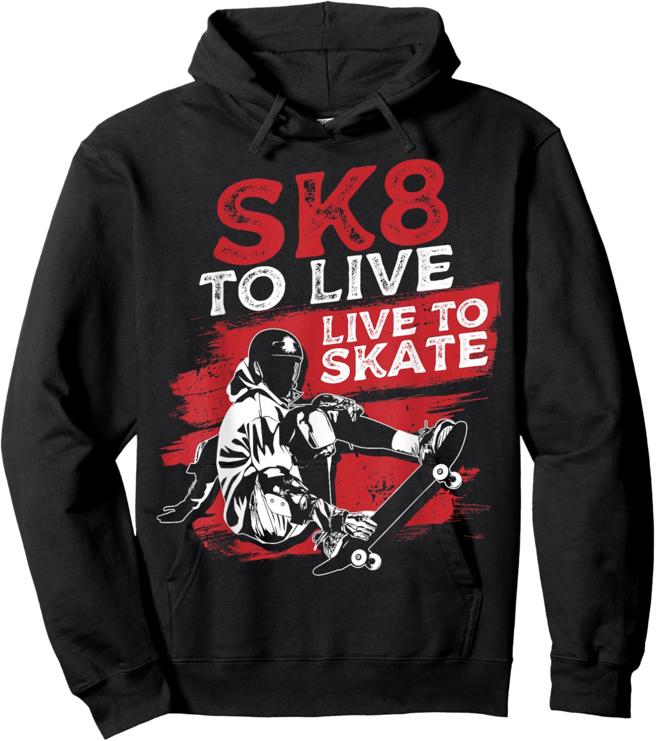 SK8 To Live Skateboarding Skateboarder Skater Hoodie - Hoodie | Black