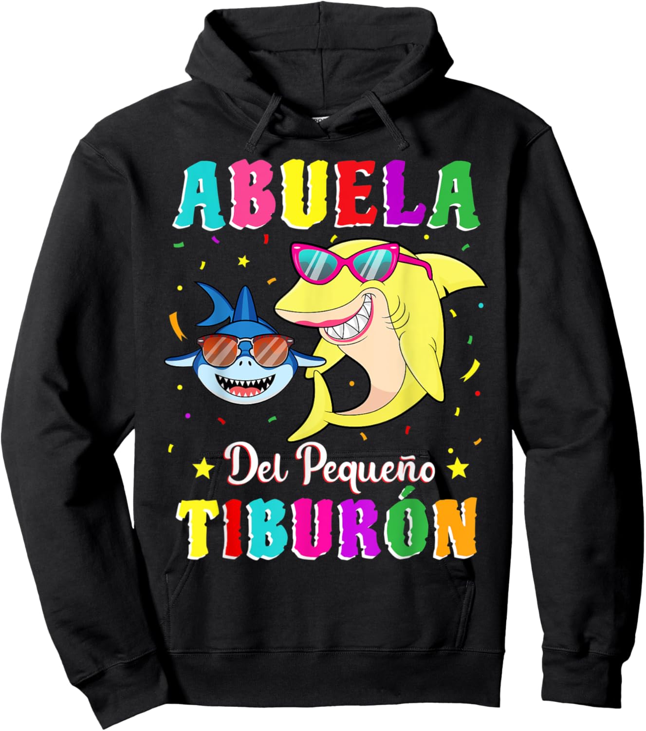 Abuela del Pequeño Tiburón nieto cumpleaños tiburón Hoodie - Hoodie | Black