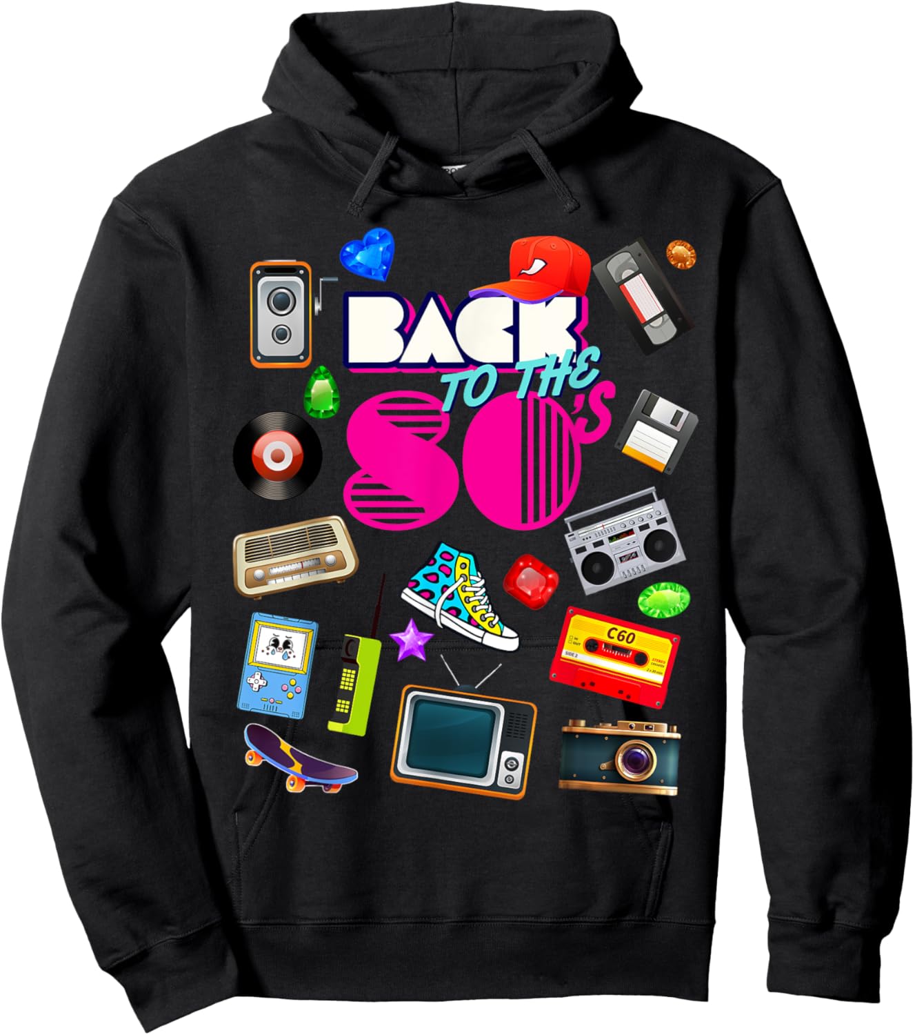 Back To 80's Vintage Retro I Love 80's Graphic Design Hoodie - Hoodie | Black