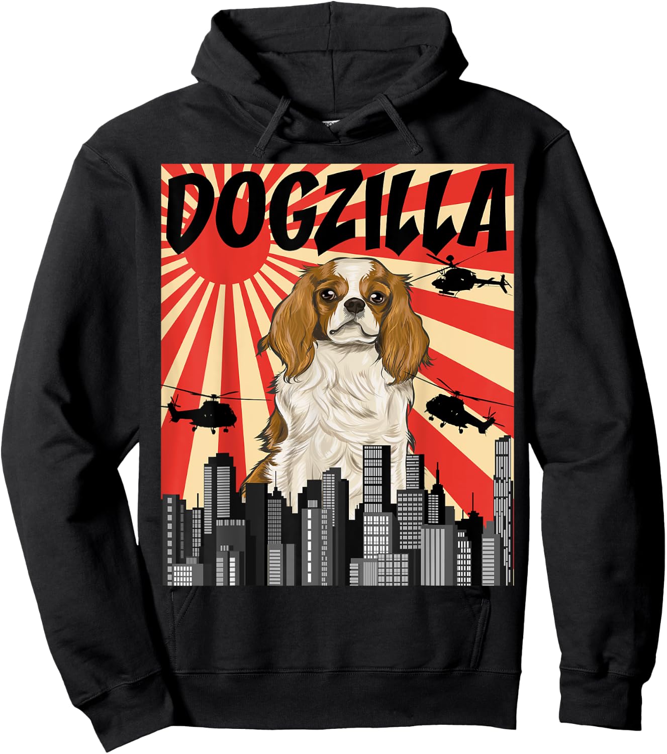 Funny Japanese Dogzilla Cavalier King Charles Spaniel Hoodie - Hoodie | Black