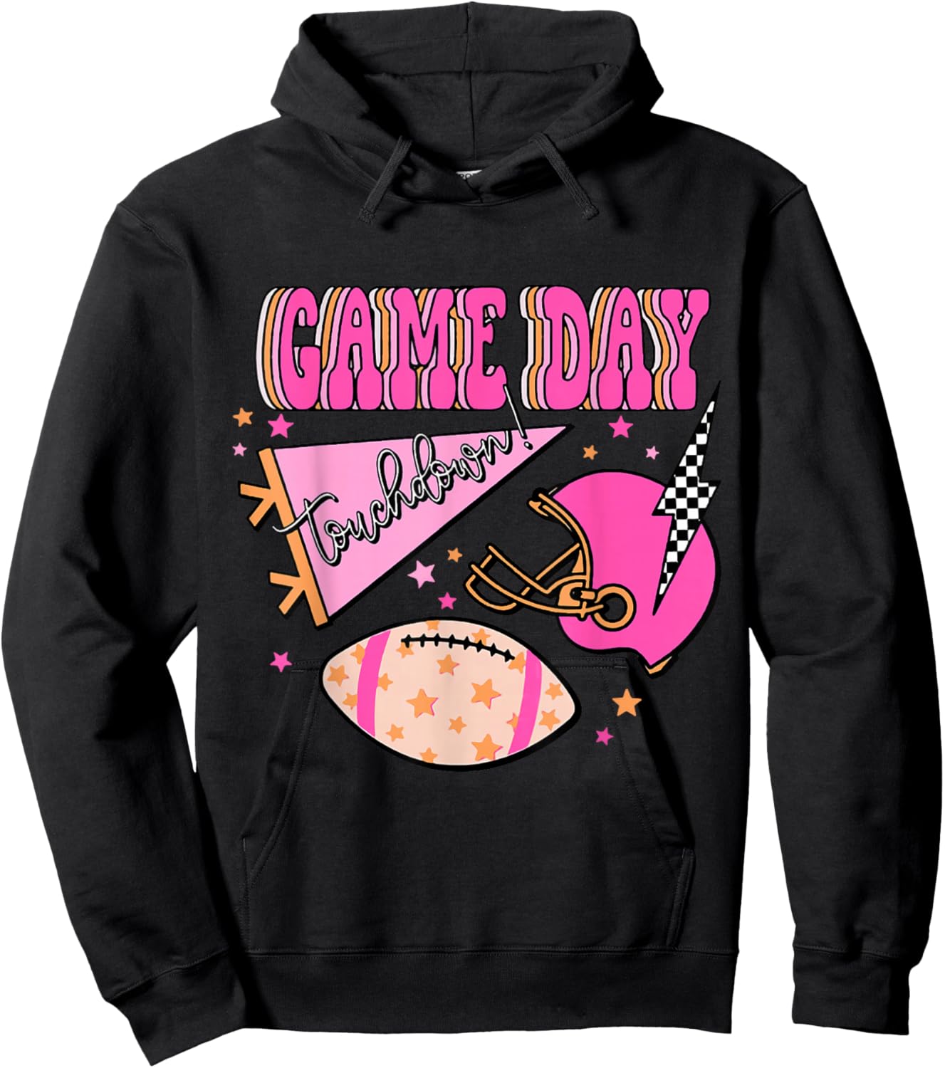 Football Shirt Preppy Football Season Hoodie - Hoodie | Black
