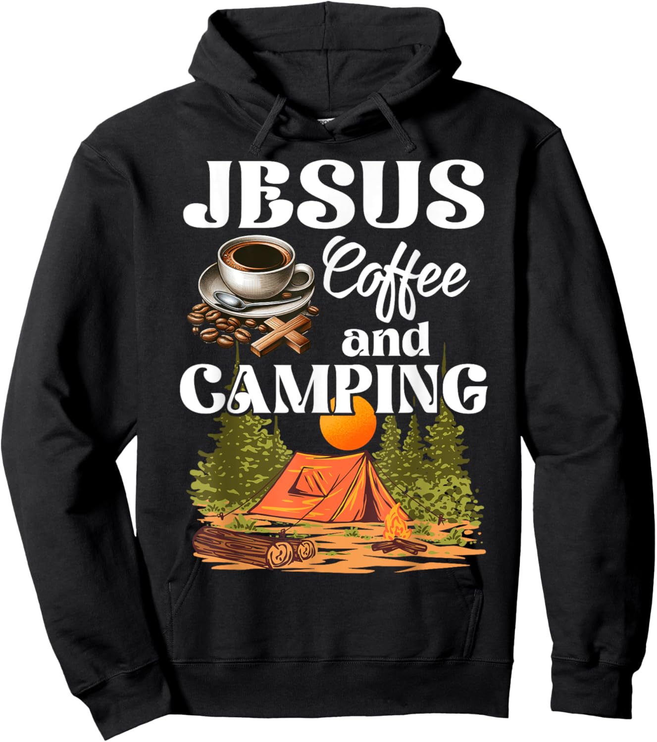 Faithful Outdoor Enthusiast Jesus Coffee And Camping Hoodie - Hoodie | Black