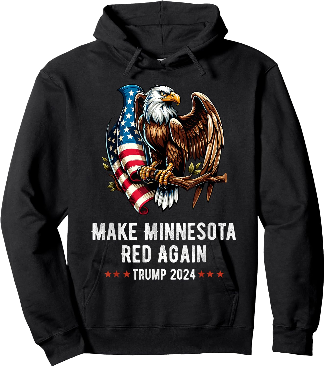 Make Minnesota Red Again Eagle Republican Trump 2024 Hoodie - Hoodie | Black