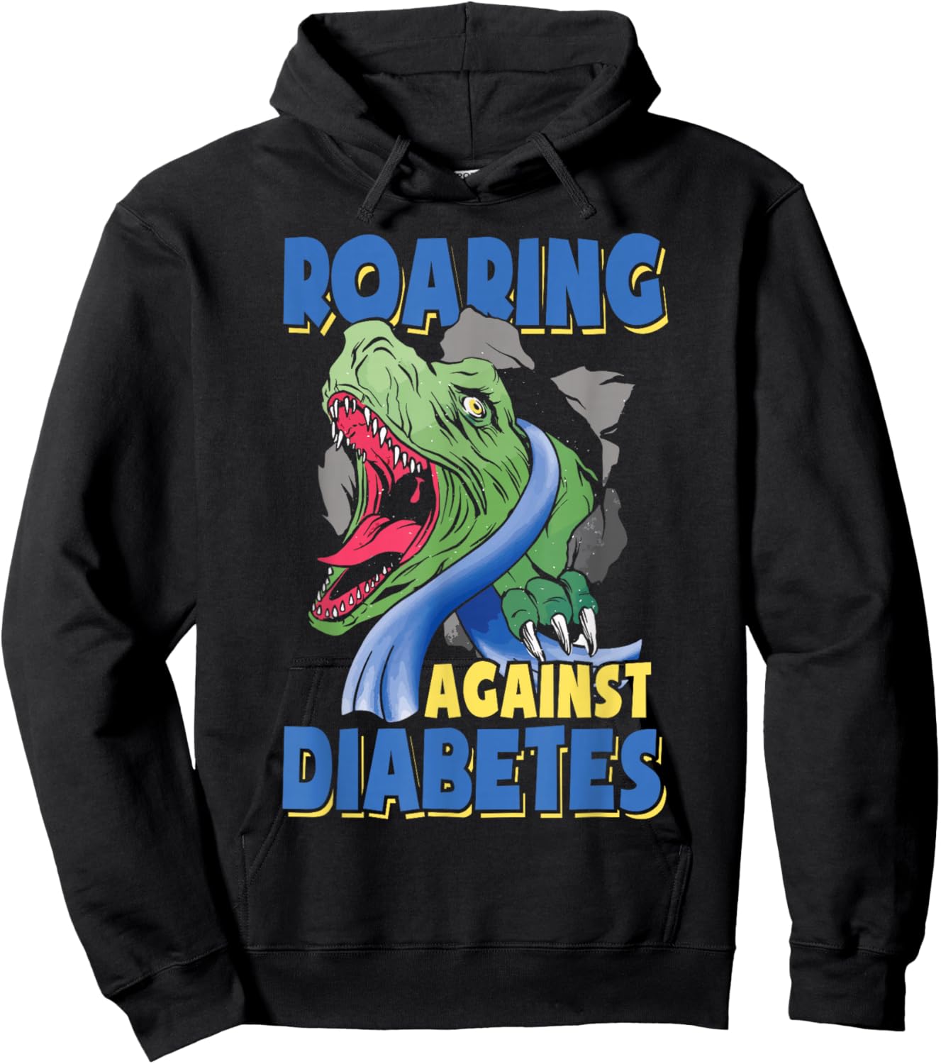 Diabetic Toddler Kids Diabetes Awareness Month T Rex Hoodie - Hoodie | Black