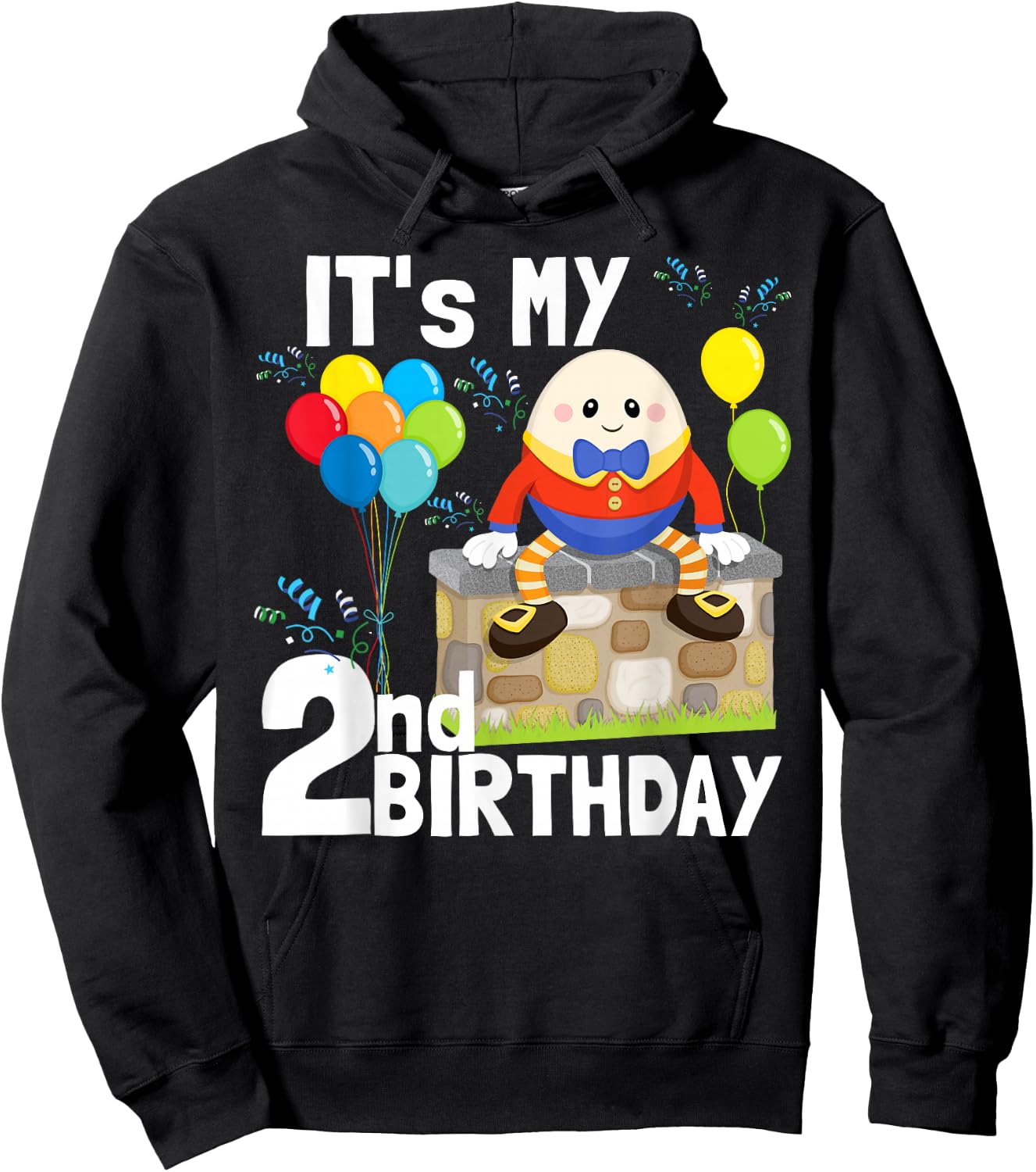 Humpty Dumpty Nursery Song Rhyme Toddler 2nd Birthday Party Hoodie - Hoodie | Black