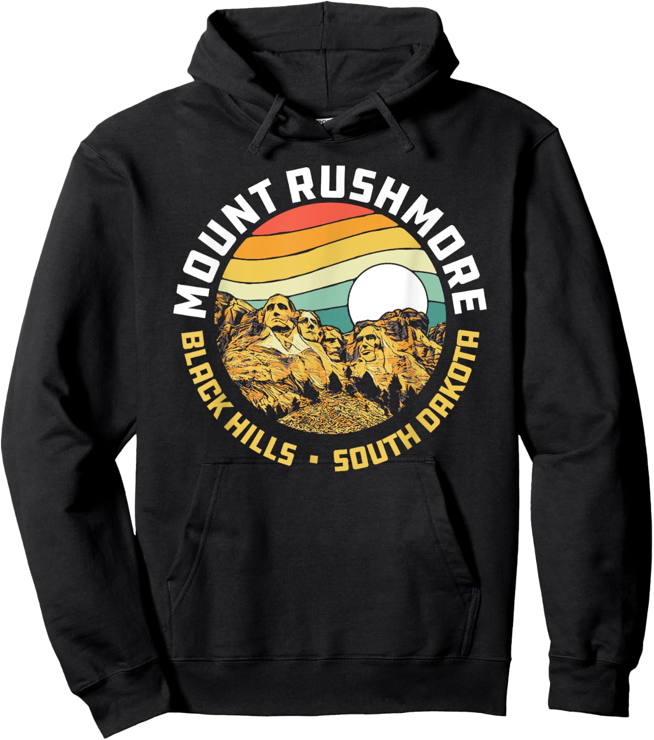Retro Mount Rushmore National Memorial Vintage 80s Graphic Hoodie - Hoodie | Black