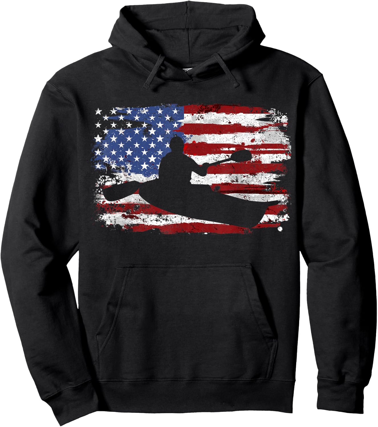 Kayak Vintage American Flag Girls Kids Men Hoodie - Hoodie | Black