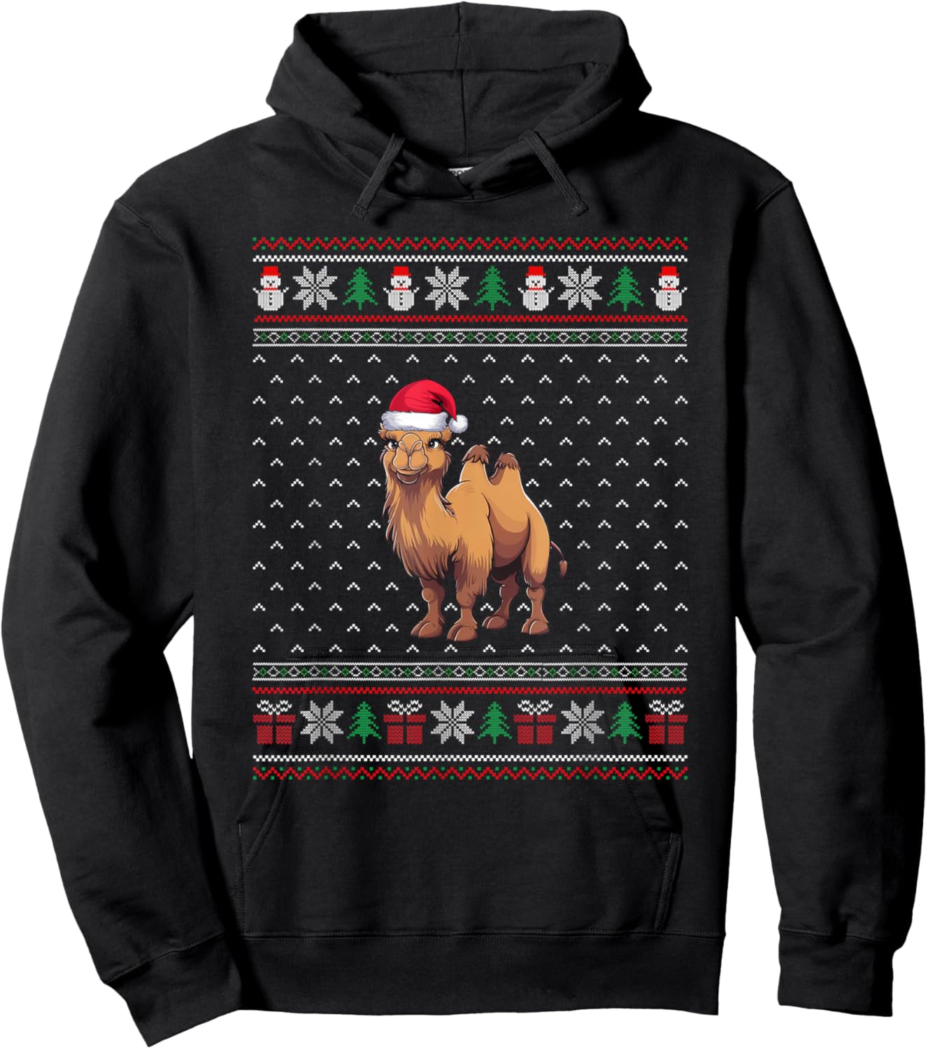 Bactrian Camel Wearing Santa Hat Xmas Bactrian Camel Lovers Hoodie - Hoodie | Black