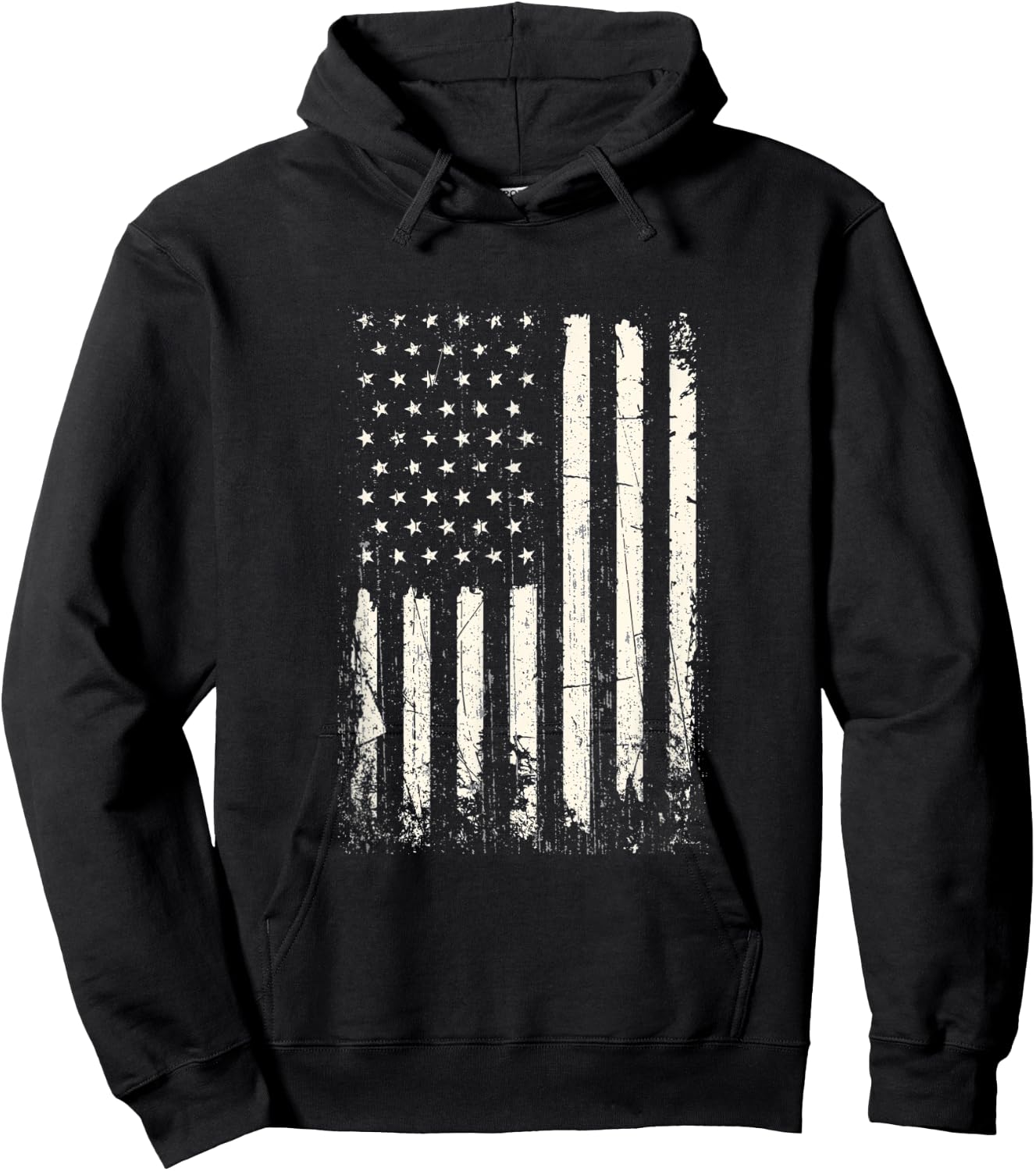 Vertical American Flag American Flag Distressed Men Hoodie - Hoodie | Black