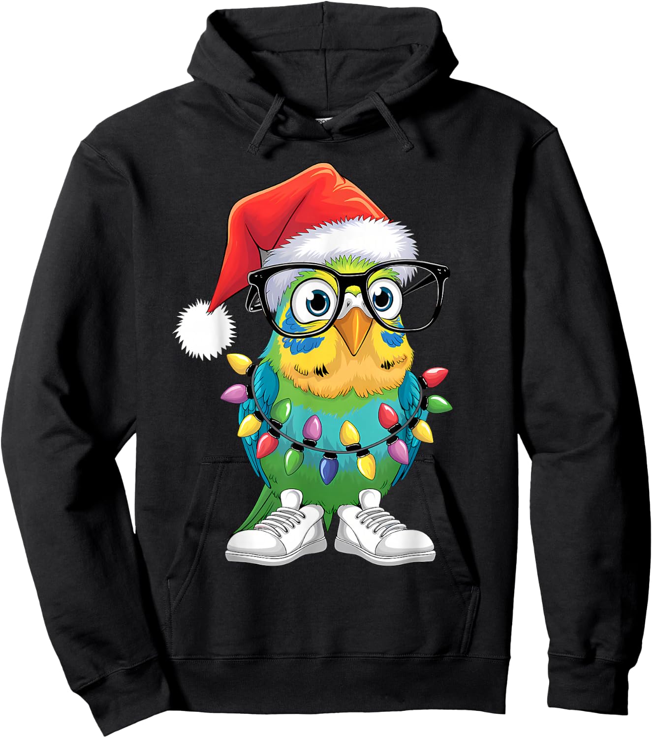 Groovy Xmas Budgie Birds Lover Christmas Parakeet Budgie Hoodie - Hoodie | Black