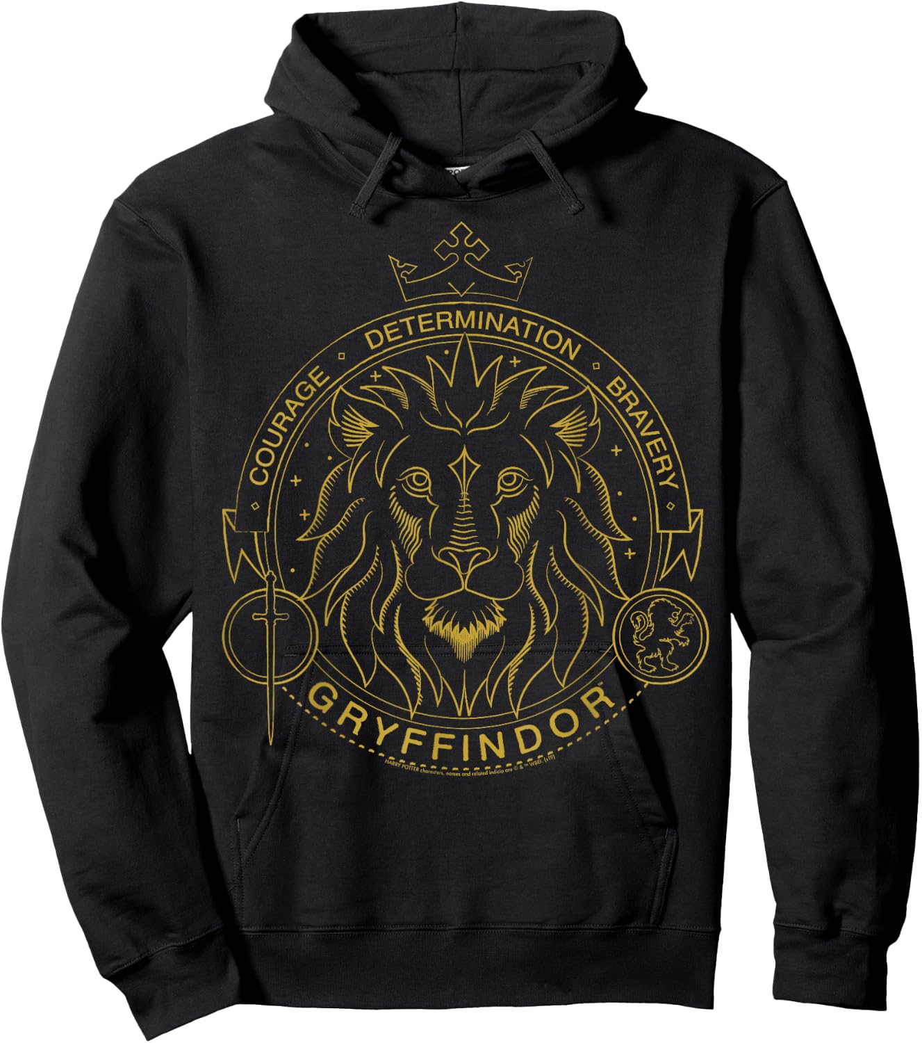 Harry Potter Gryffindor Line Art Lion Symbol Hoodie - Hoodie | Black