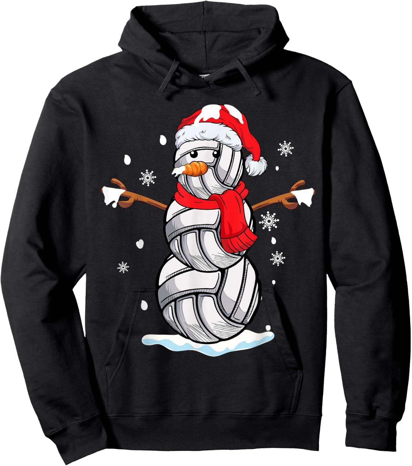 Volleyball Snowman Funny Christmas Volleyball lovers gift Hoodie - Hoodie | Black