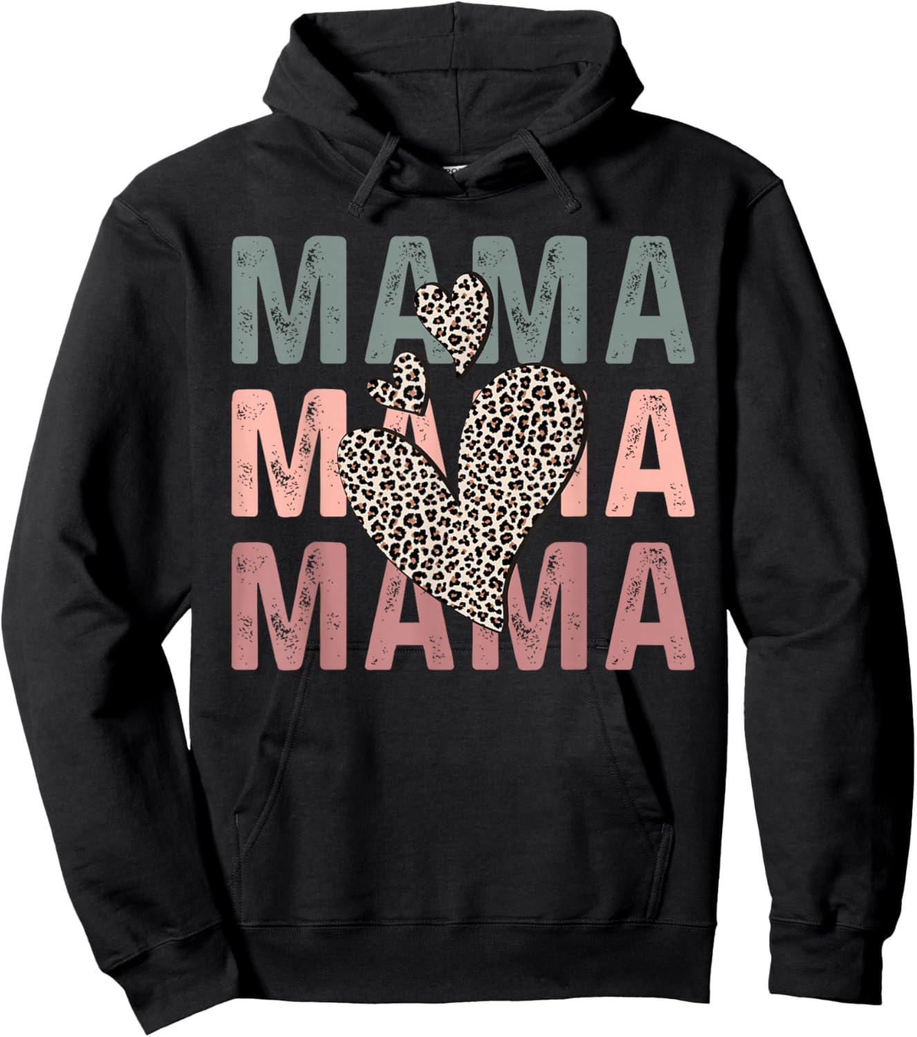 Mama Mama Mama Heart Funny Mom Mother's Day Hoodie - Hoodie | Black