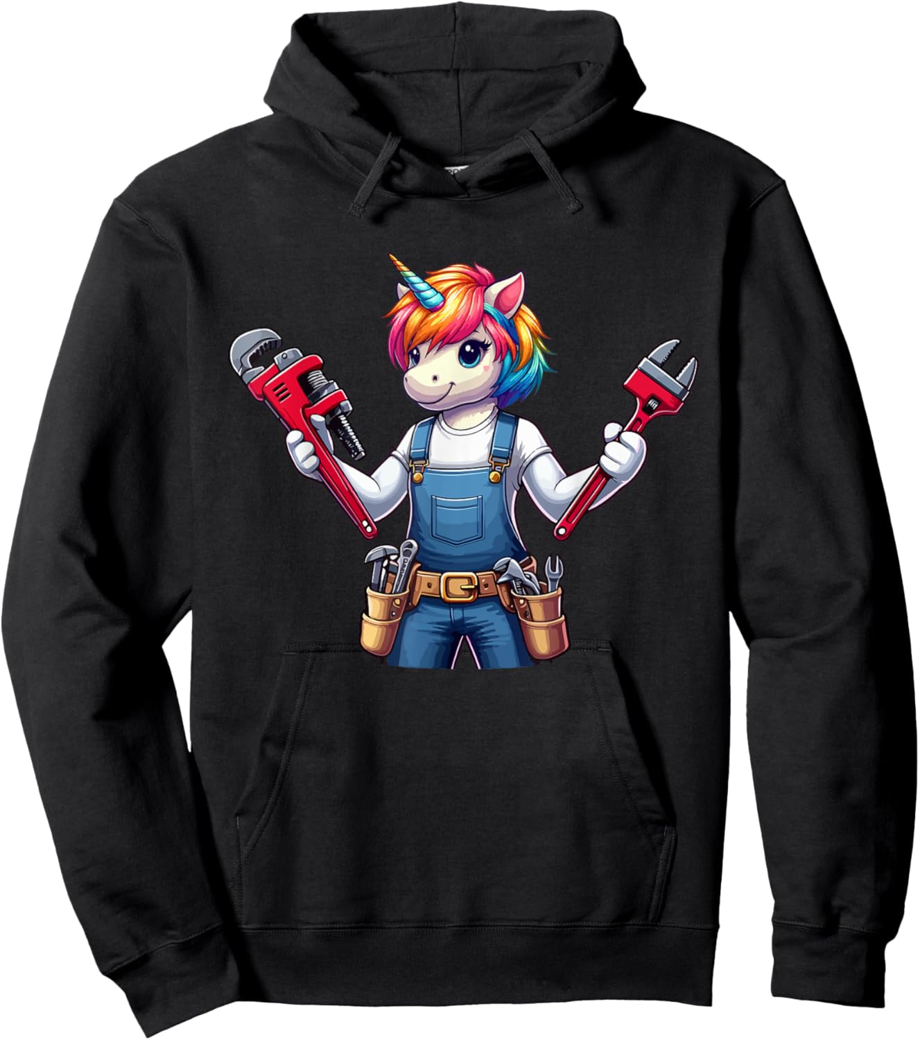 Plumber Job Matching Team Costume Colorful Unicorn Lover Hoodie - Hoodie | Black