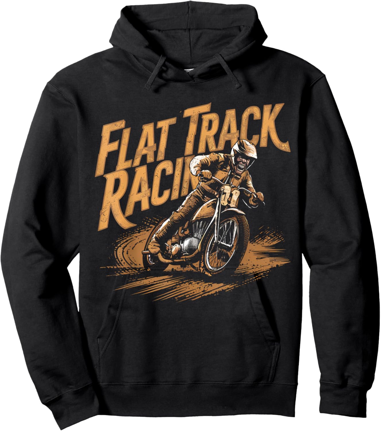 Flat Track Motorcycle Racing American Flag Speedway Dirt Hoodie - Hoodie | Black