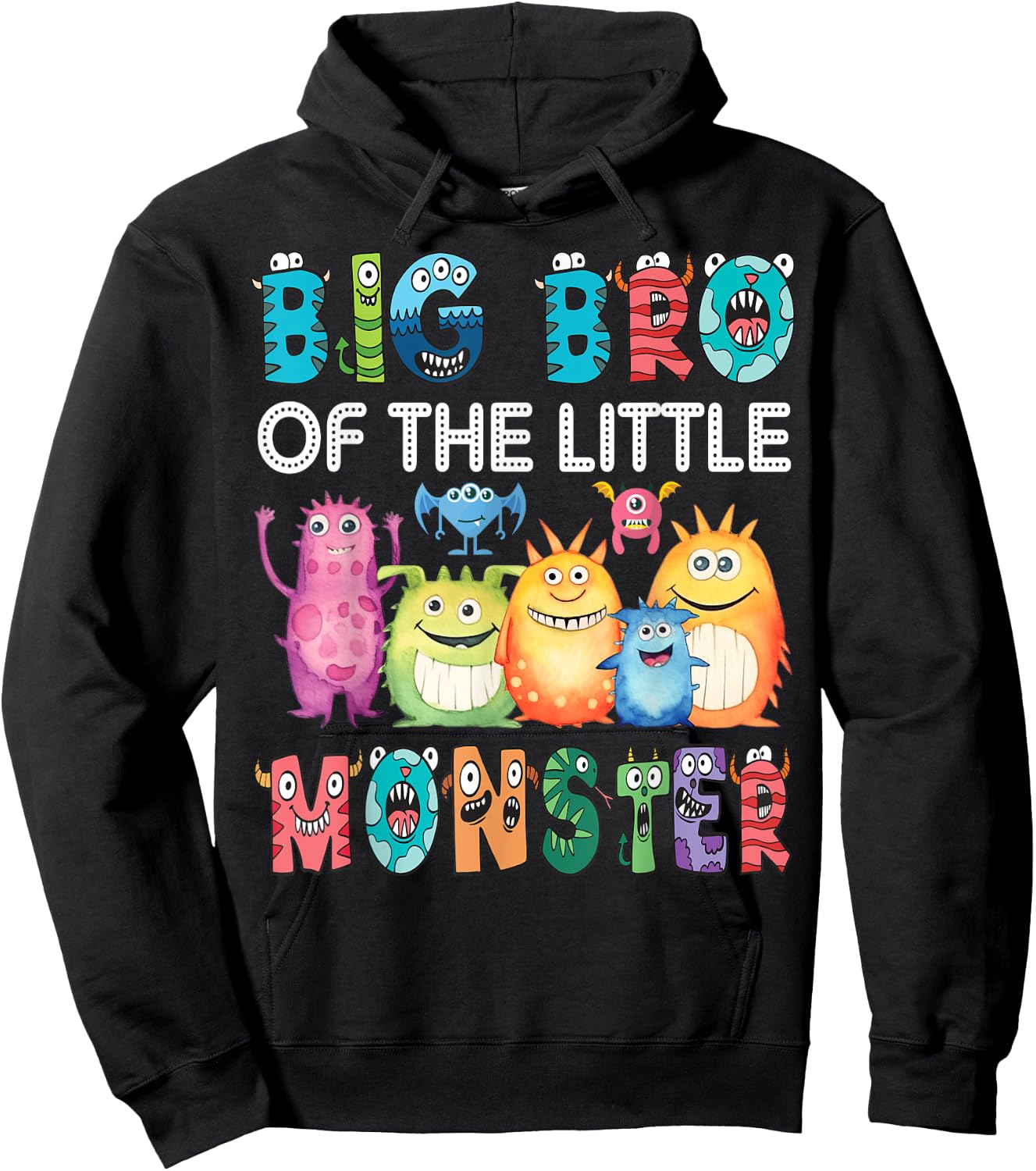 Big Bro Of The Little Monster Kids 1St Birthday Party Hoodie - Hoodie | Black