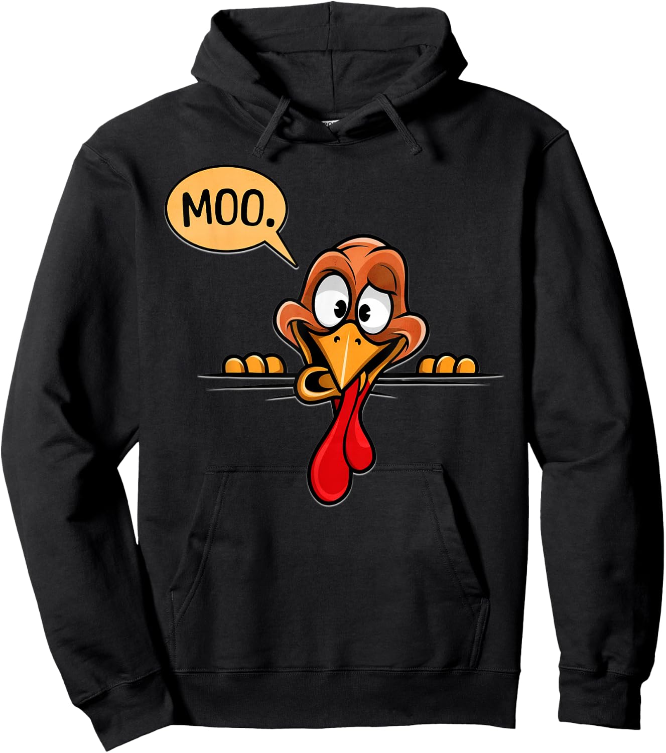 Turkey Moo Funny Thanksgiving Hoodie - Hoodie | Black