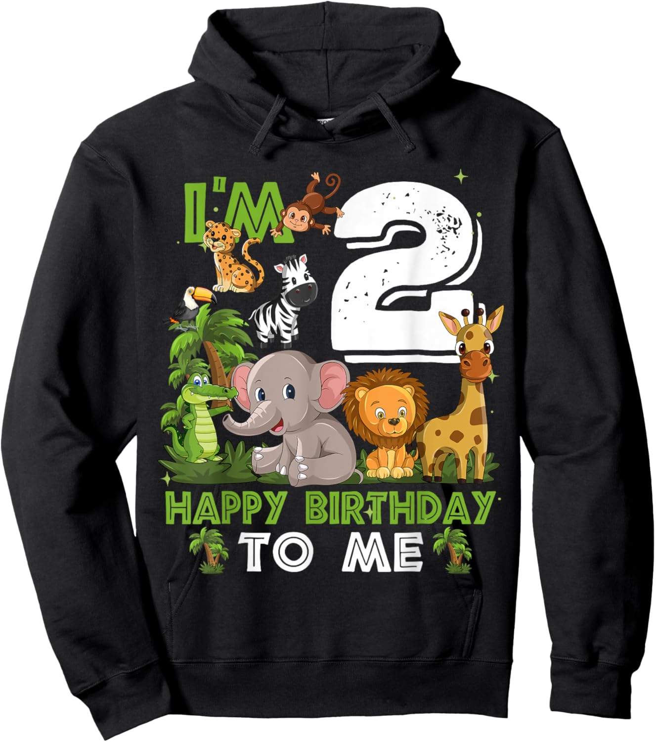 2 Year Old Zoo Birthday Shirt Safari Zoo Jungle Animal 2nd Hoodie - Hoodie | Black