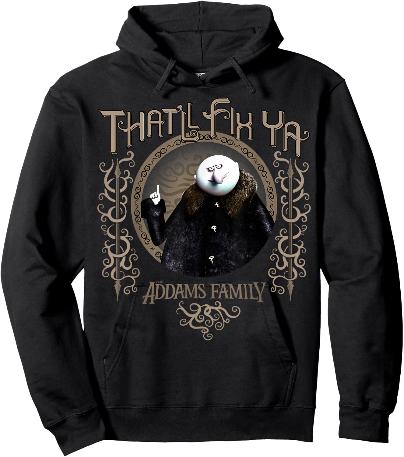 Addams Family Uncle Fester That'll Fix Ya Portrait Hoodie - Hoodie | Black