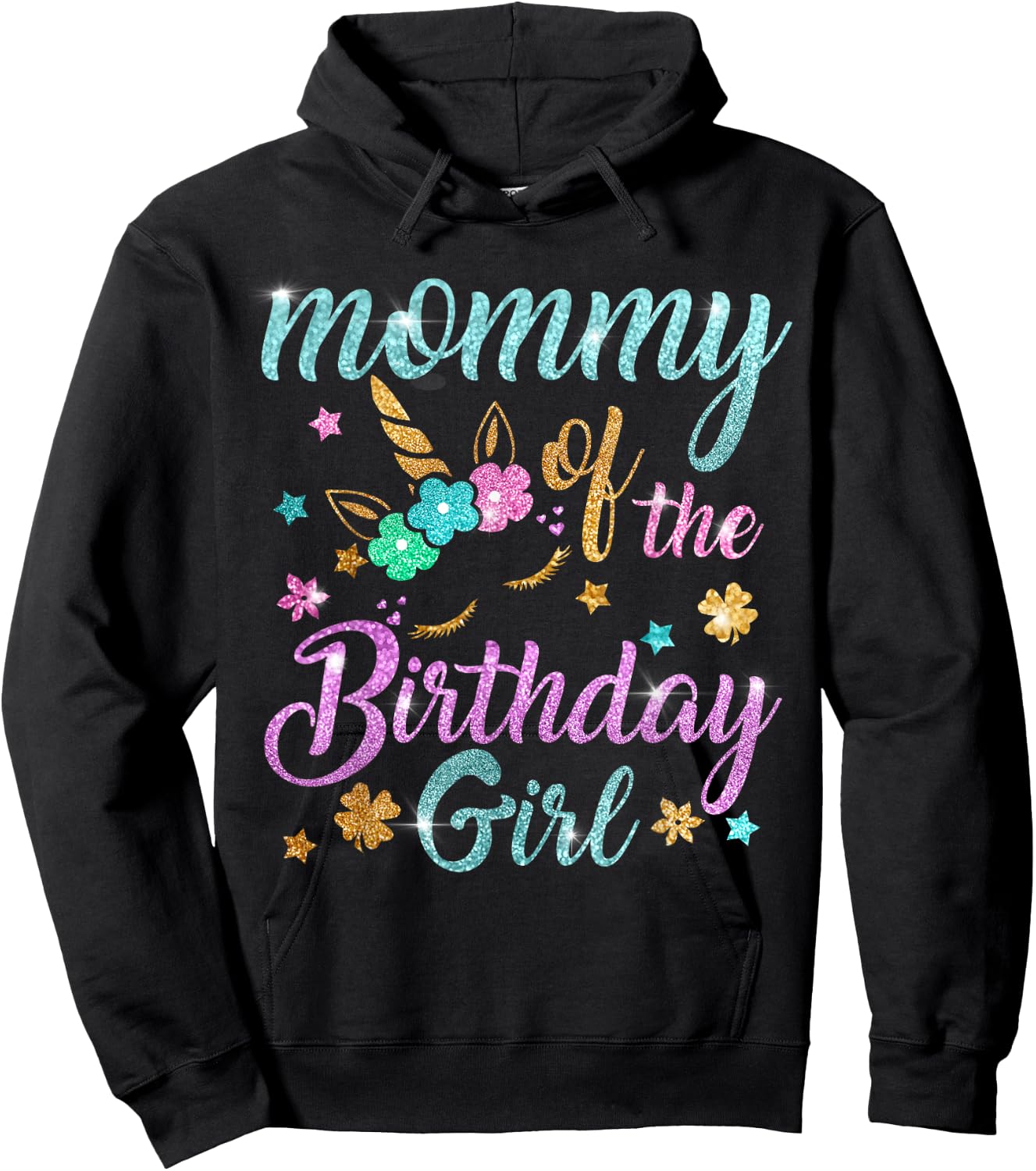 Mommy of the Birthday Girl Unicorn Hoodie - Hoodie | Black