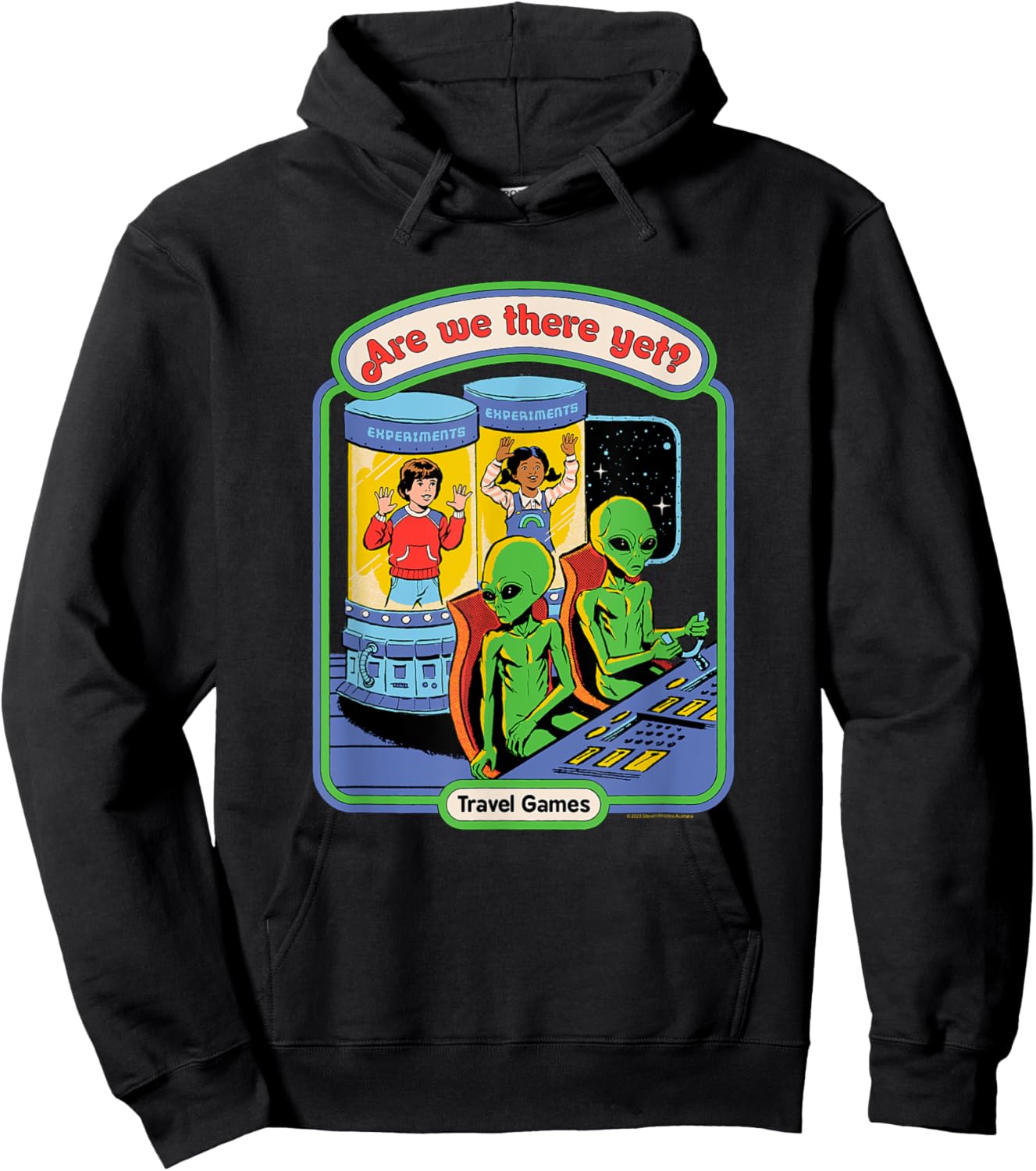 Steven Rhodes are We There Yet? Alien Games Retro Dark Humor Hoodie - Hoodie | Black