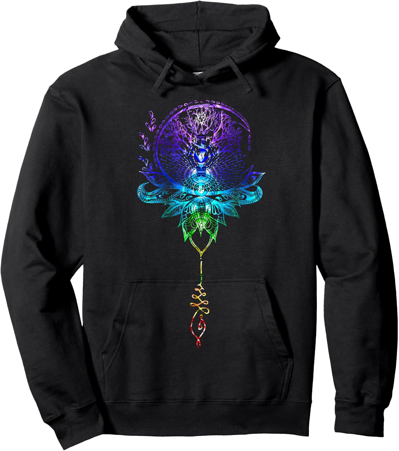 Mandala Lotus Unalome Tree of Life Chakra Hoodie - Hoodie | Black