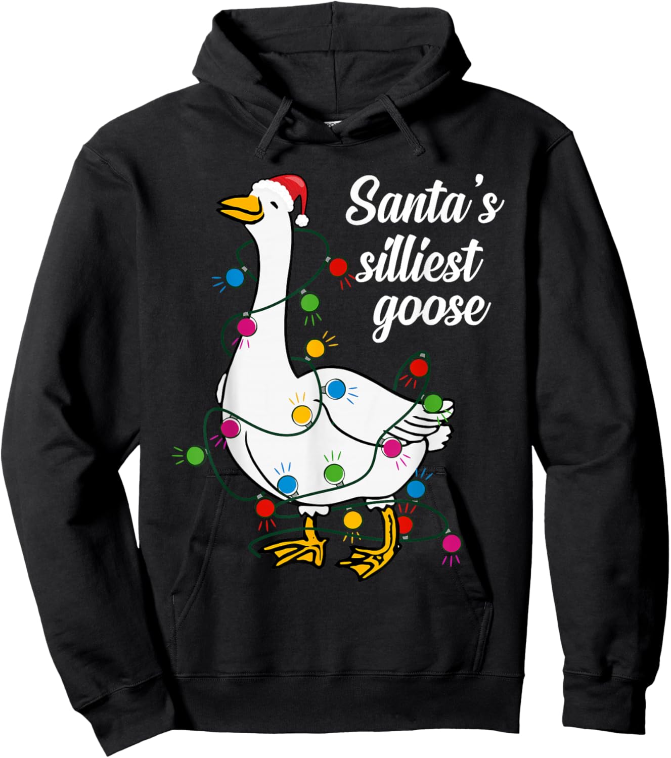 Santa’s silliest goose Funny Christmas Family Hoodie - Hoodie | Black