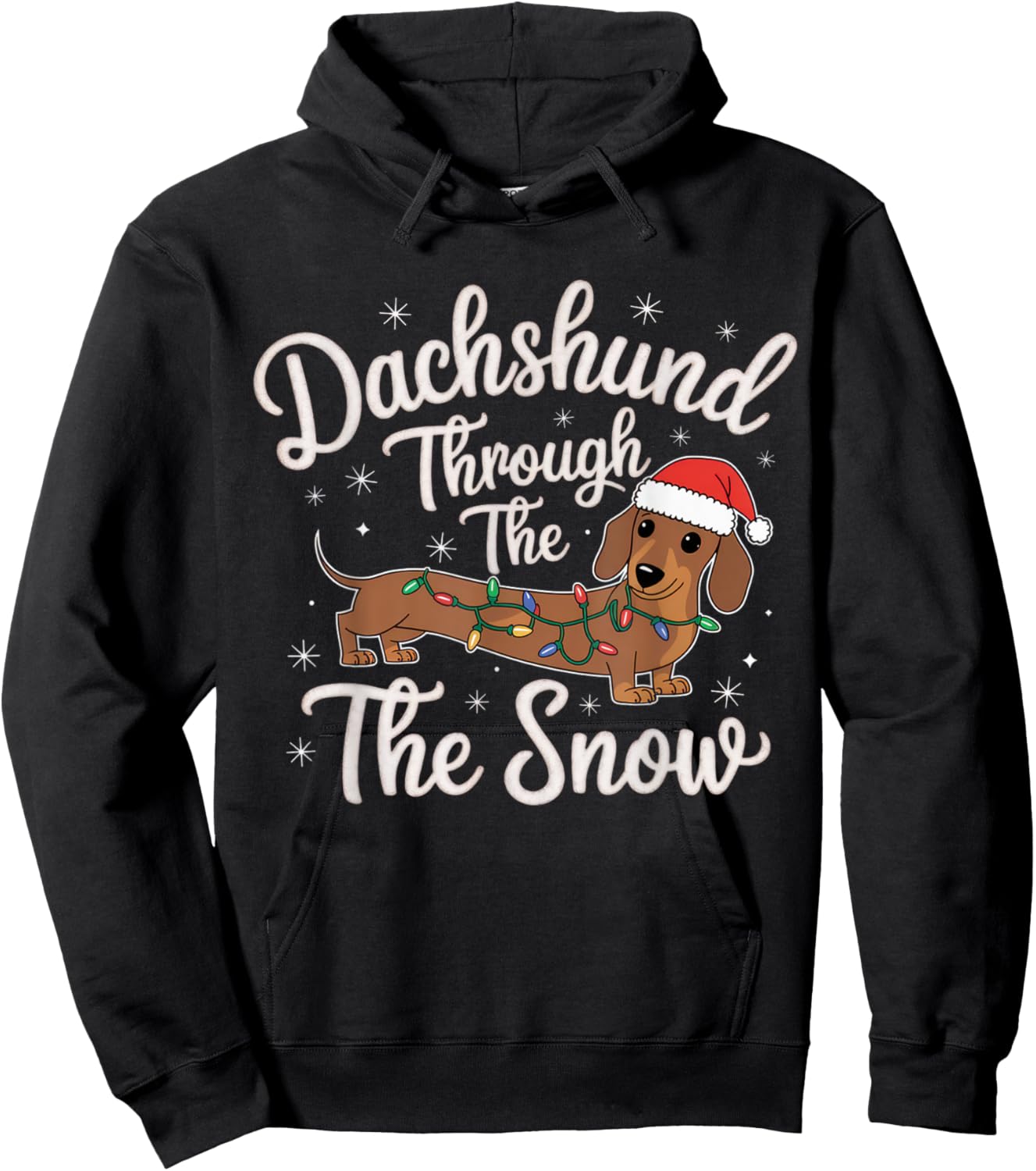 Dachshund Through The Snow Christmas Decor for Dog Lovers Hoodie - Hoodie | Black