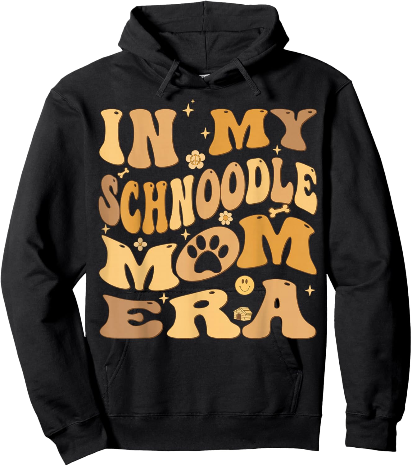 In My Schnoodle Mom Era Groovy Schnoodle Dog Hoodie - Hoodie | Black
