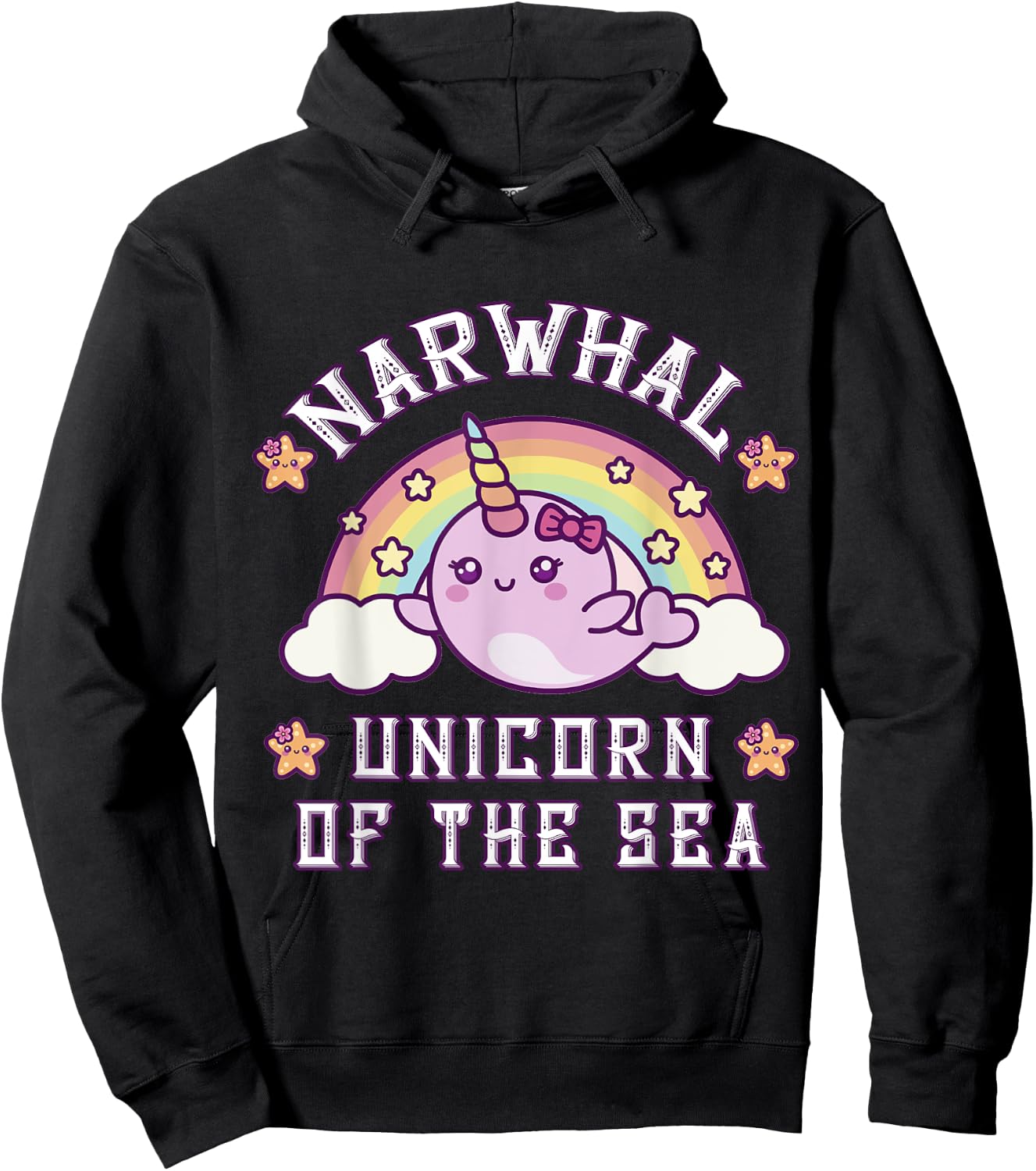 Unicorn Squad Narwhal T shirt Girls Kids Rainbow Unicorns Hoodie - Hoodie | Black