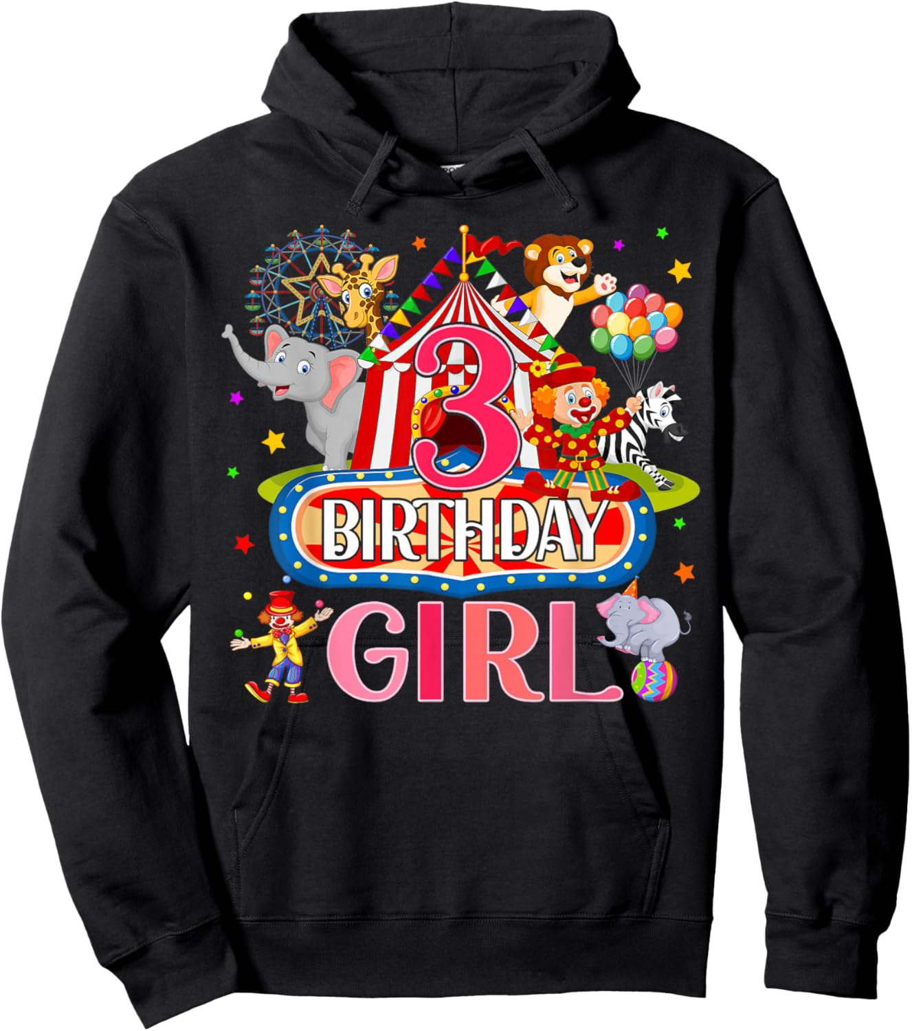 3rd Birthday For Girl Ringmaster Circus Carnival Family Bday Hoodie - Hoodie | Black