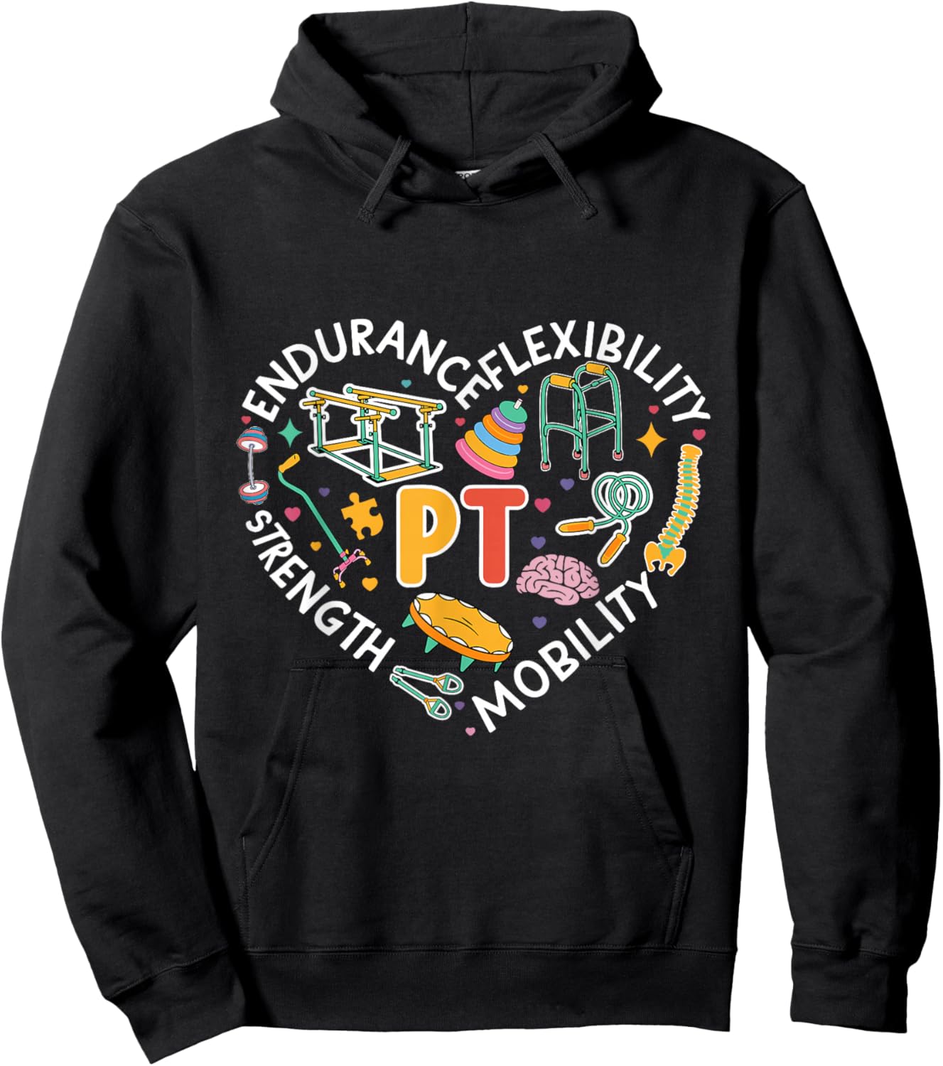 Physical Therapy Retro Groovy Physical Therapist , -Adults/Kids, Black, Small, Short Sleeve Hoodie - Hoodie | Black