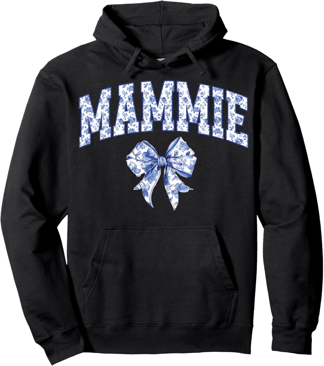 Mammie Coquette Toile Blue Bow Floral Family Matching Hoodie - Hoodie | Black