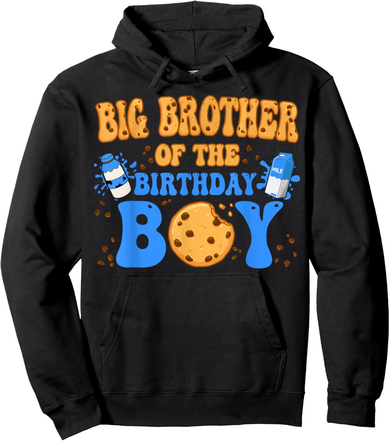 Big Brother Of The Birthday Boy Milk and Cookies Lover Hoodie - Hoodie | Black