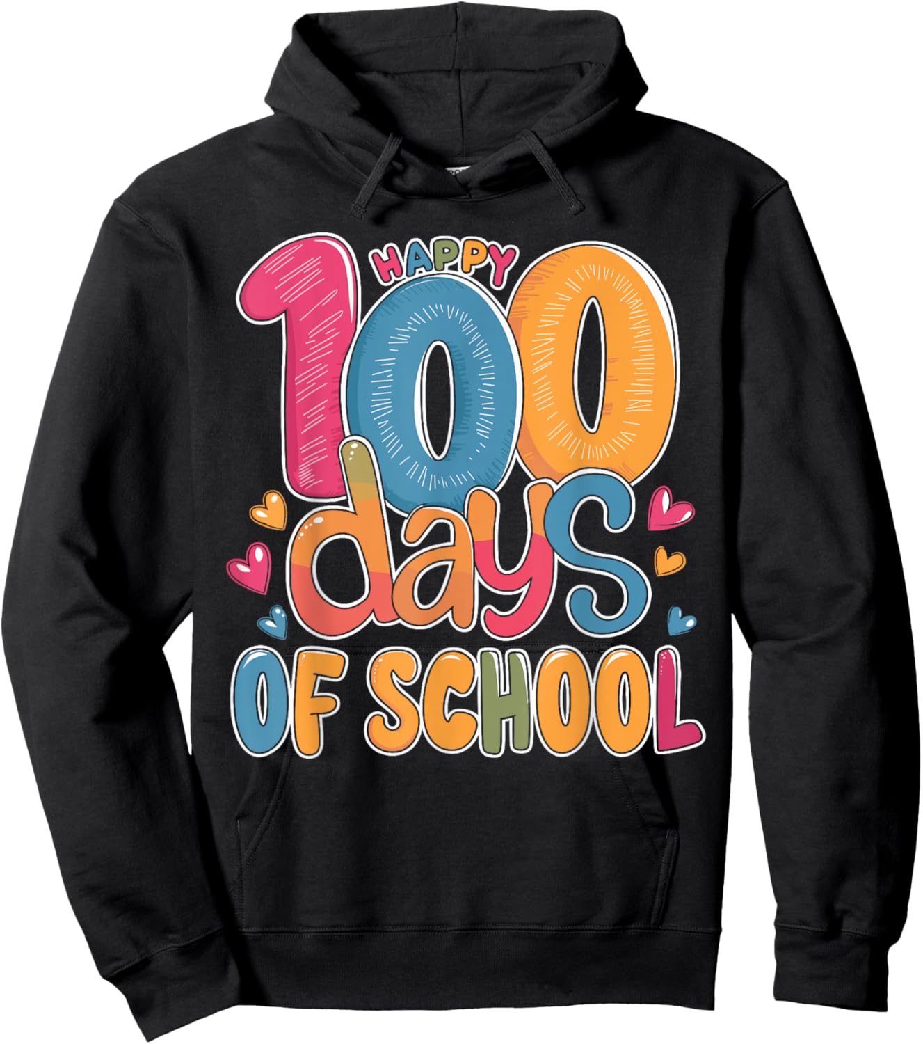 Cute 100 Days Of School Happy 100th Day Of School Teacher Hoodie - Hoodie | Black