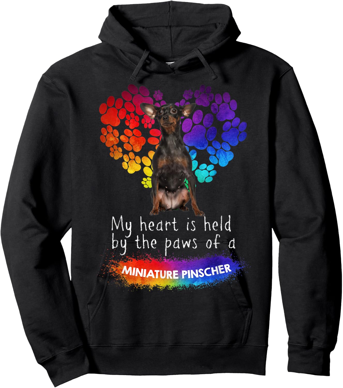 My Heart Is Held By The Paws Of A Miniature Pinscher Hoodie - Hoodie | Black