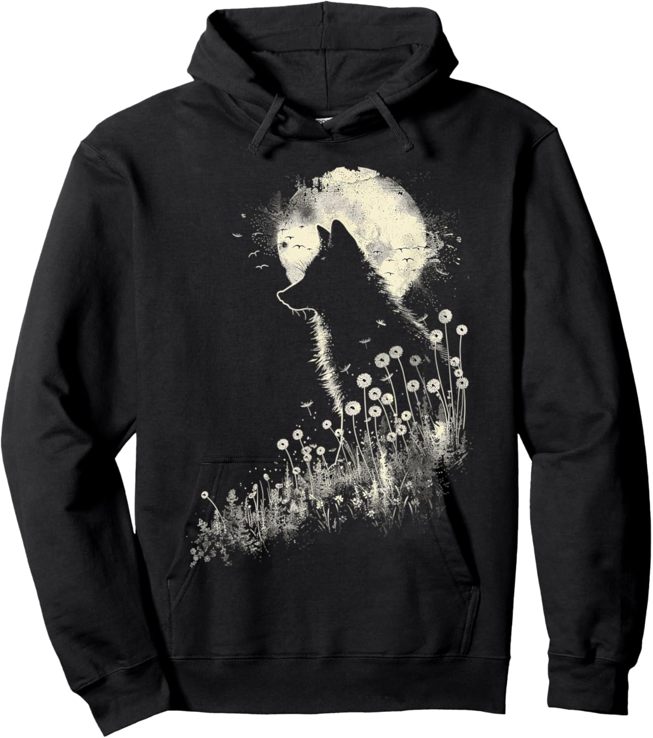 Fox Dandelion Wildlife Foxes Nature Art Hoodie - Hoodie | Black
