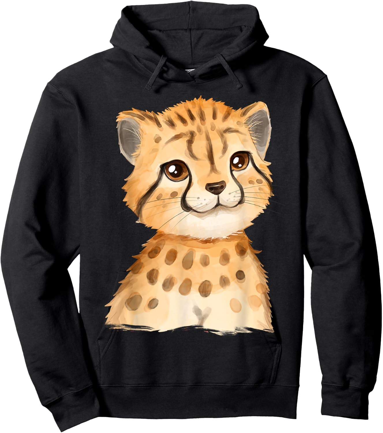 Baby Cheetah Cub Watercolor Hoodie - Hoodie | Black